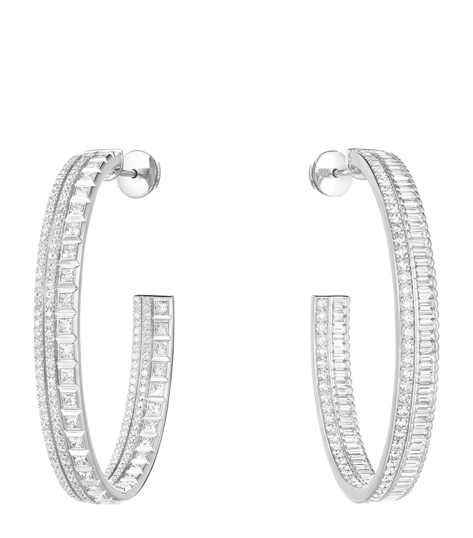 White Gold and Diamond Quatre Radiant Edition Hoop Earrings