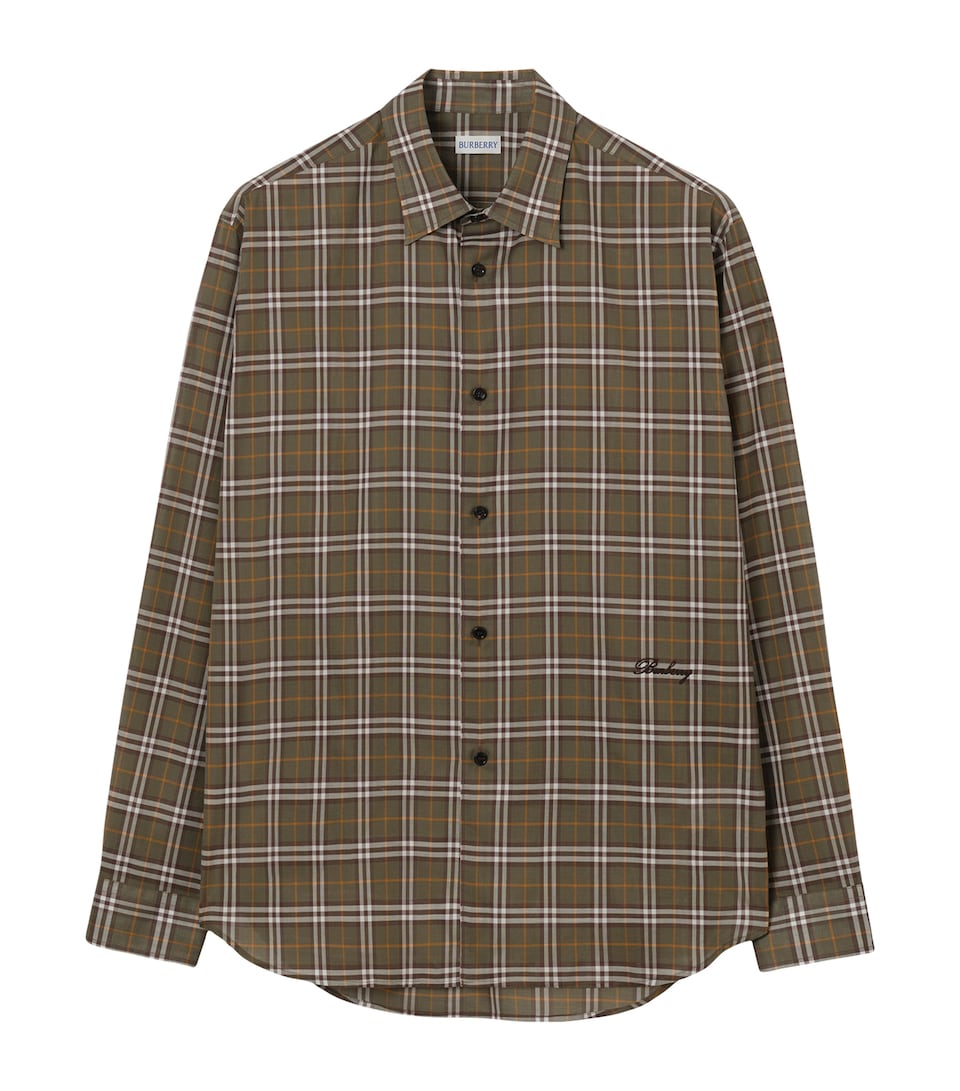 Burberry Mens Cotton Plaid Shirt Finch Brown Ip Check