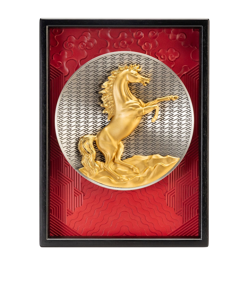24kt Gilt Pewter Horse Plaque