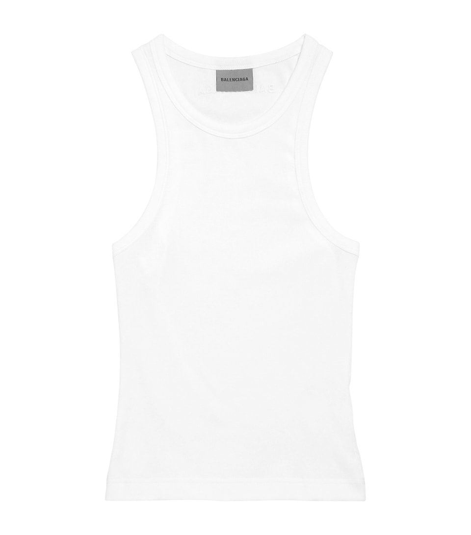 Balenciaga Womens Stretch-Cotton Logo Tank Top