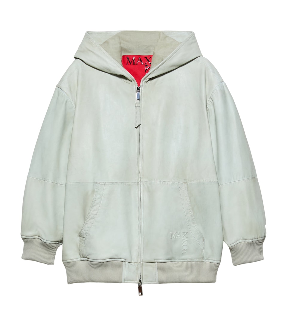MAX&Co. Womens Leather Bomber Jacket Mint