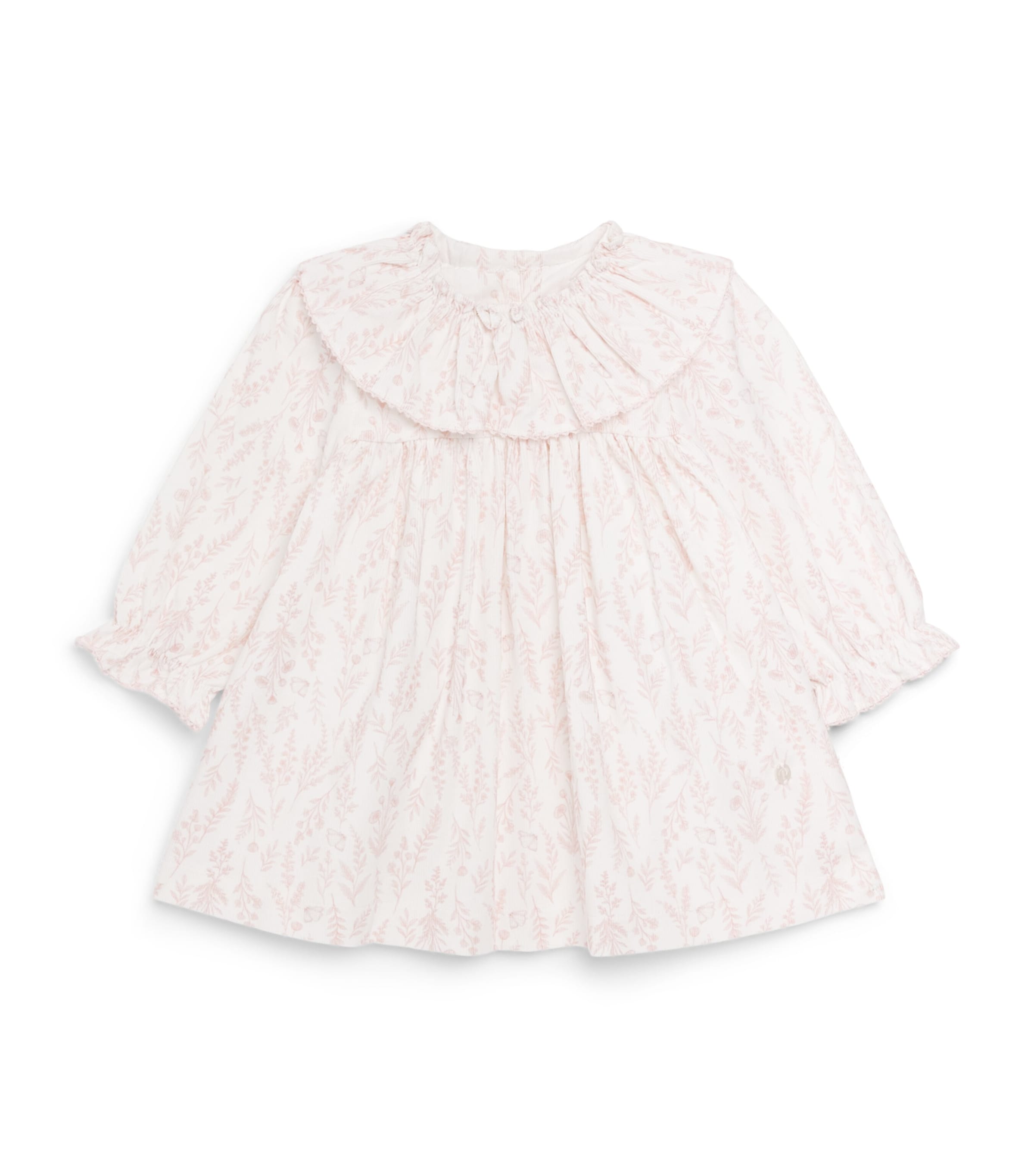 Patachou Needlecord Printed Ruffle-Collar Dress (0-24 Months) Ecru Flrl Prnt
