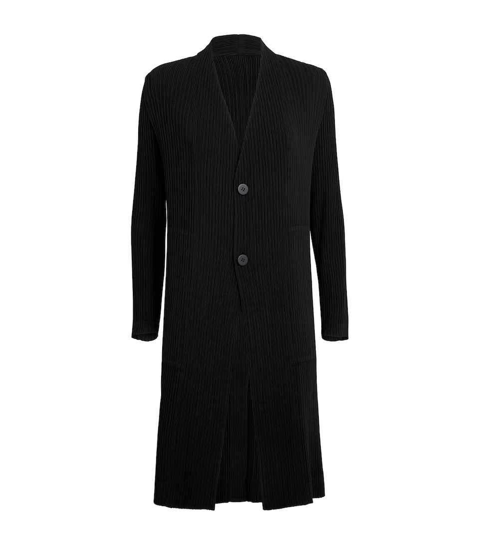 Issey Miyake Womens Hatching Pleats Longline Coat
