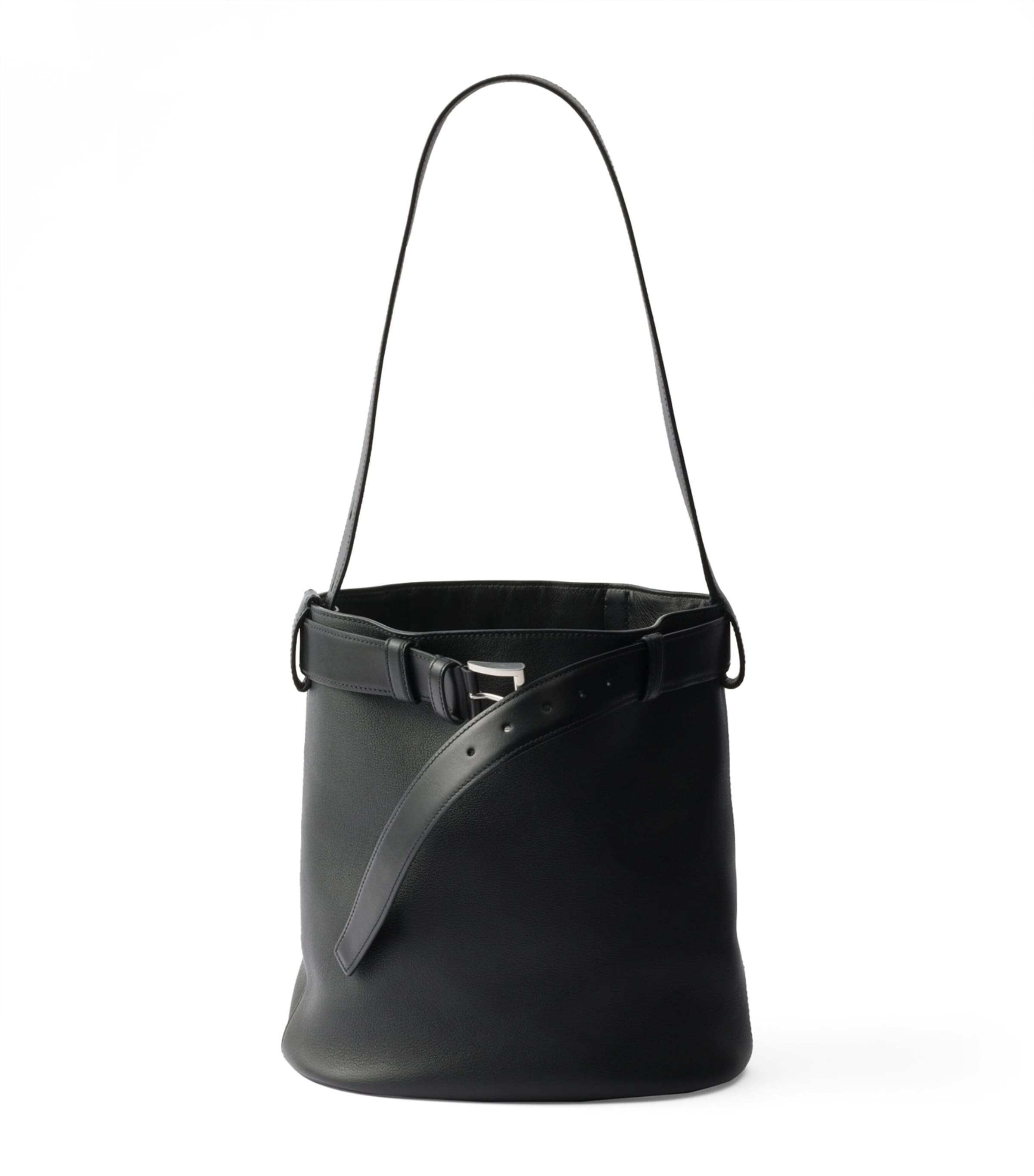 Leather Buckled Bucket Bag