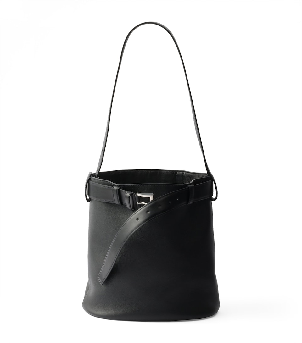 Leather Buckled Bucket Bag