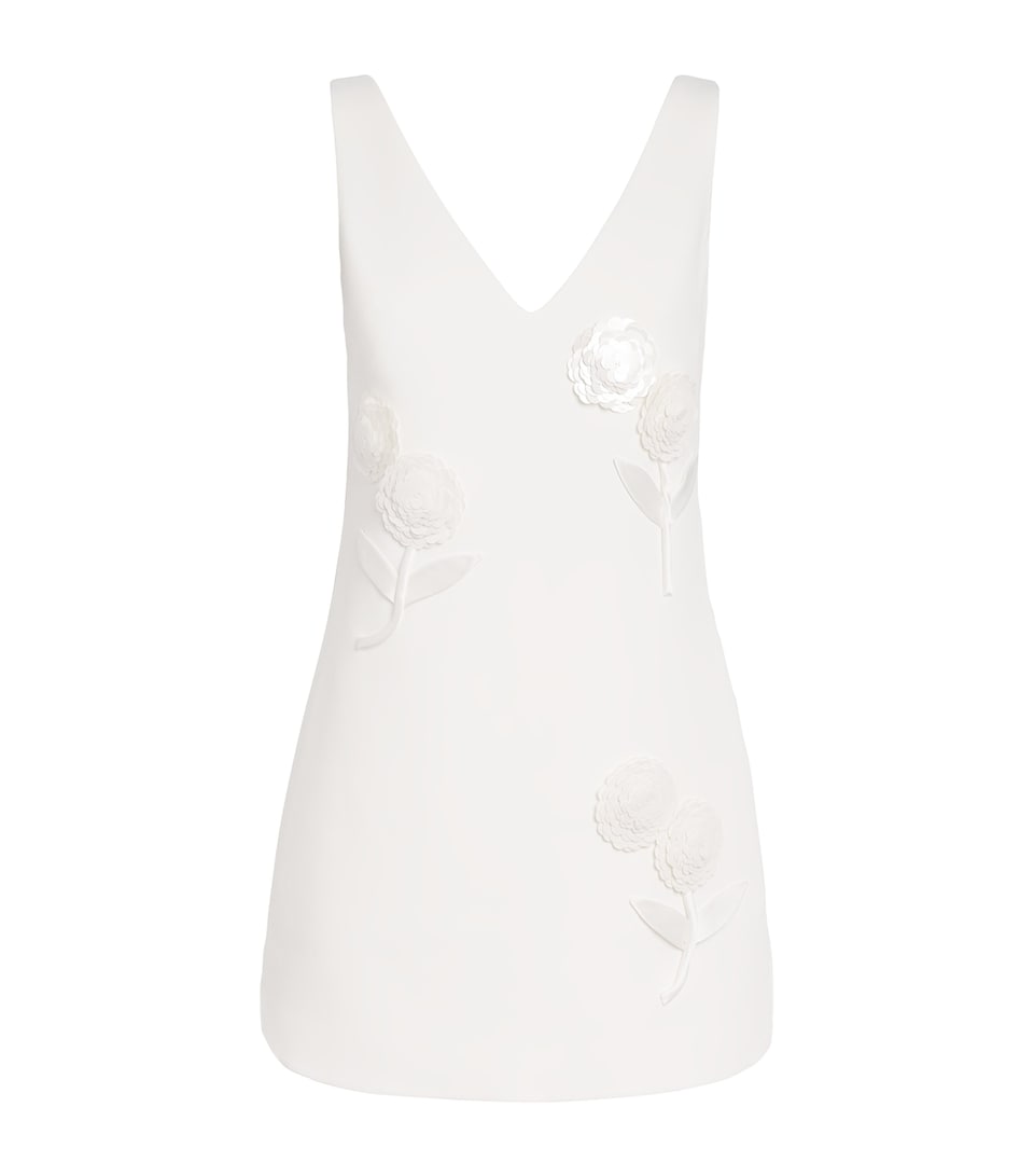 Self-Portrait Womens Embellished Crepe Floral Mini Dress White