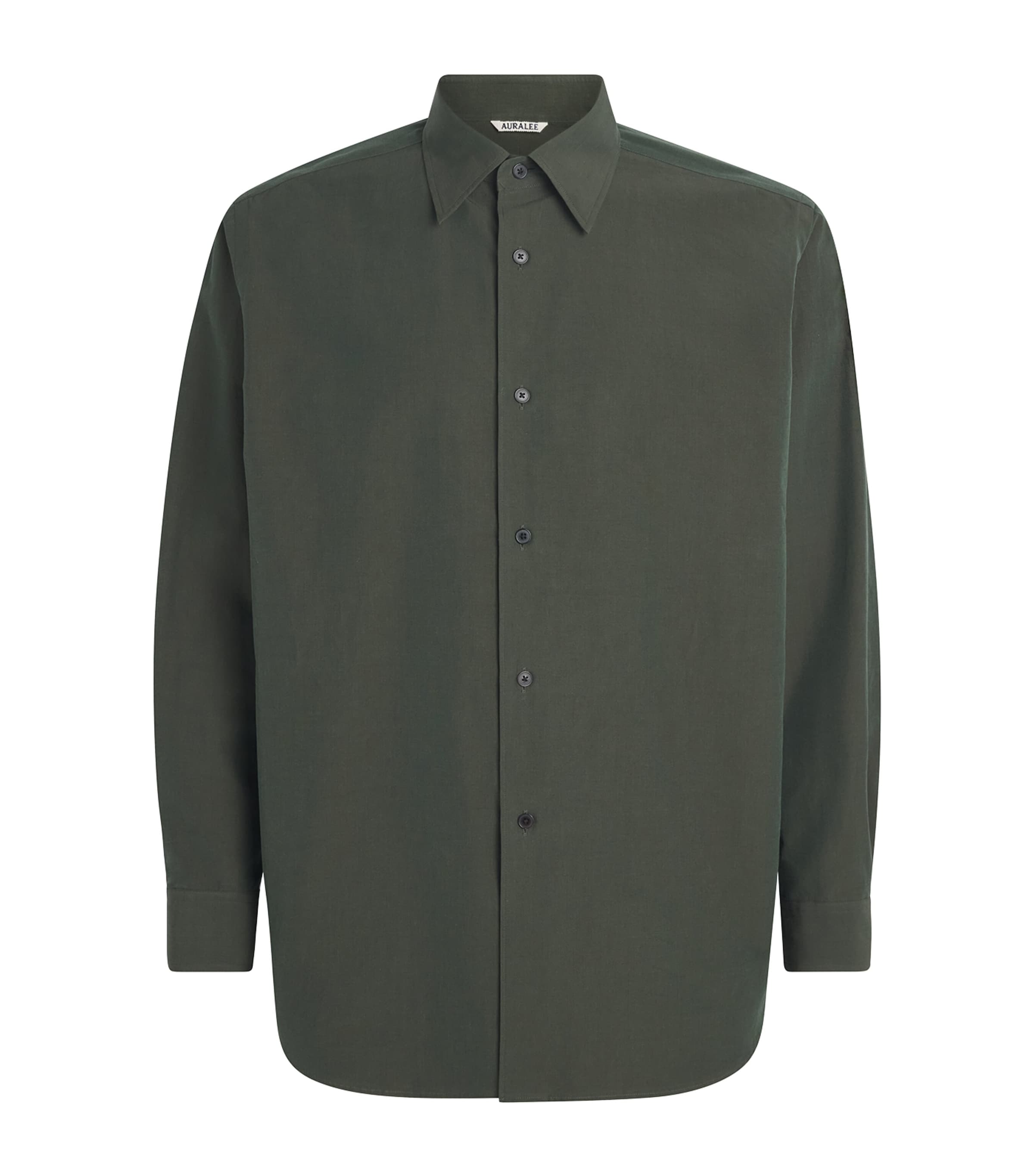 Auralee Mens Cotton Washed Shirt Dark Olive