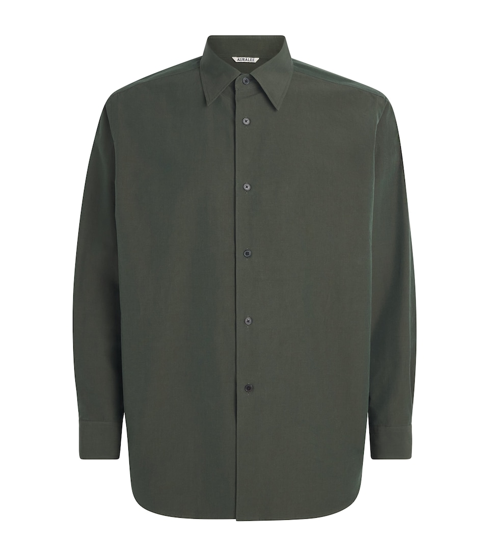 Auralee Mens Cotton Washed Shirt Dark Olive