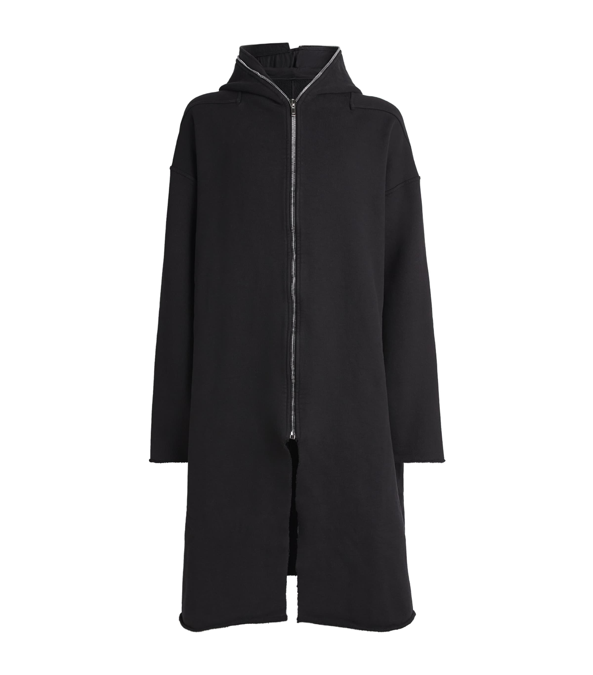 Rick Owens Mens Stretch-Cotton Gimp Coat Black