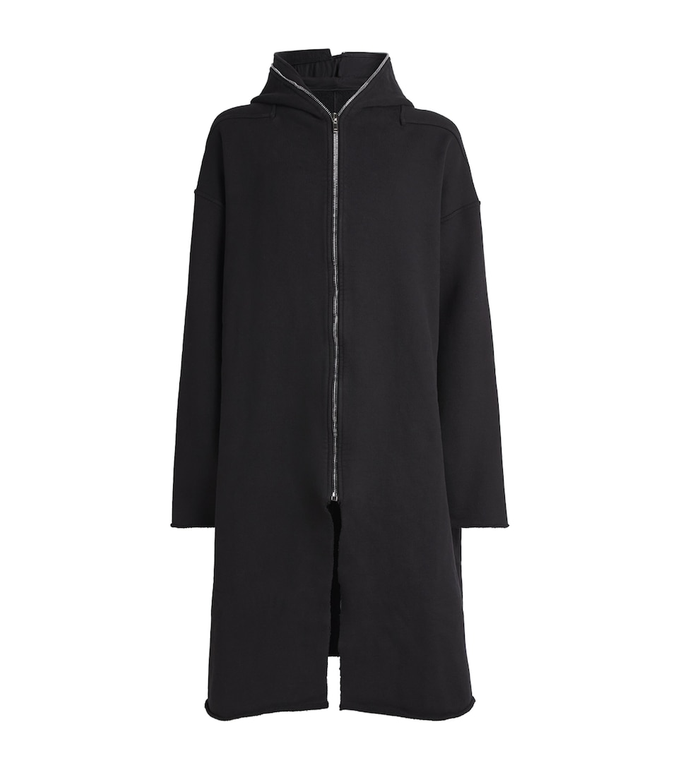 Rick Owens Mens Stretch-Cotton Gimp Coat Black