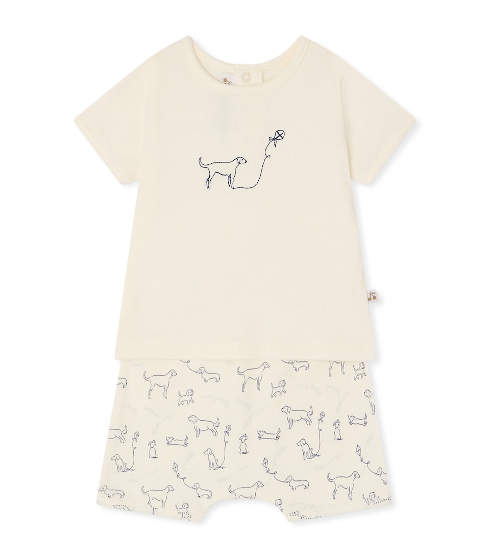 Bonpoint Cotton Printed Top and Shorts Set (1-18 Months) Im Bleu Nuit