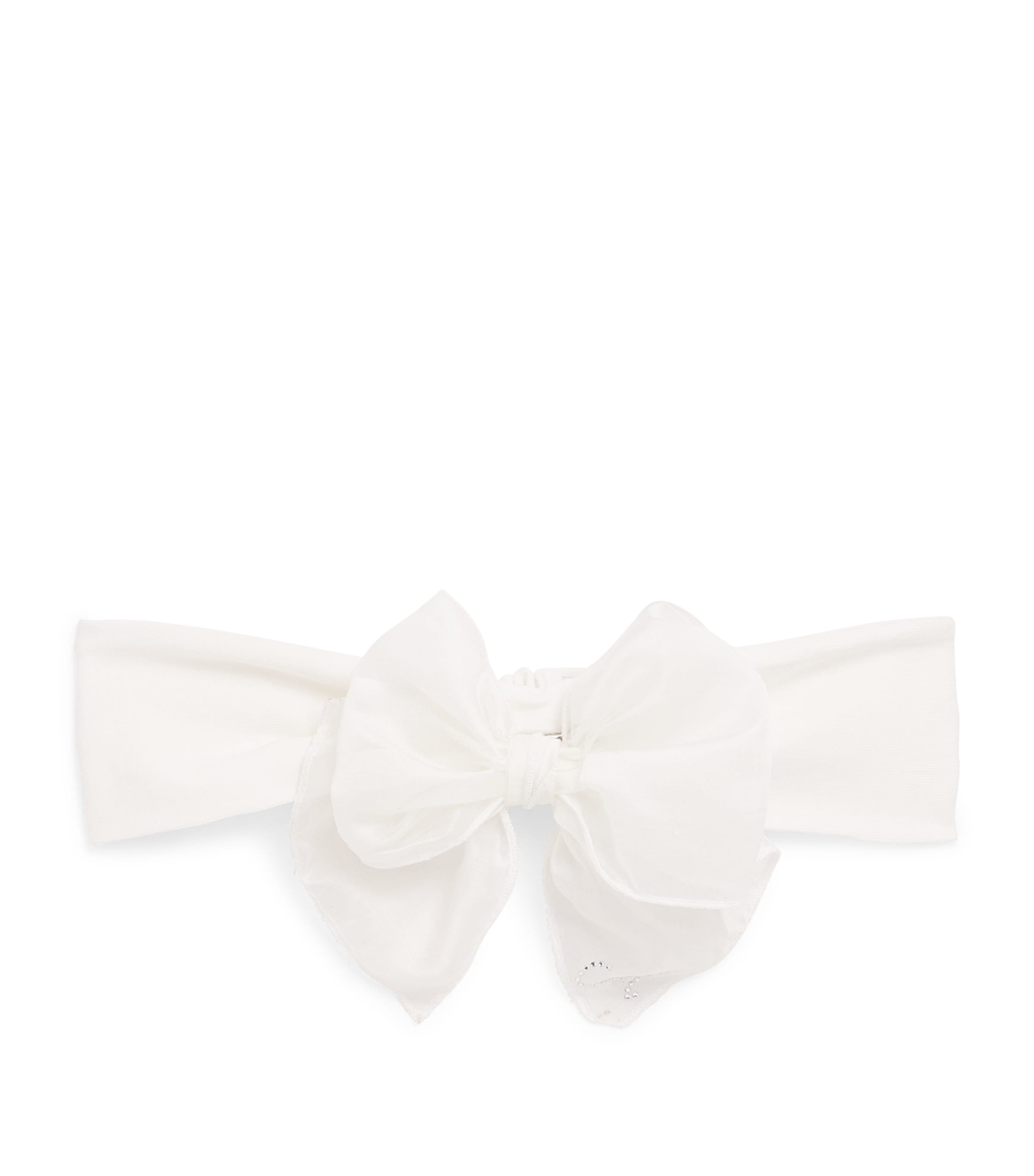 Monnalisa Embellished Bow Headband Cream