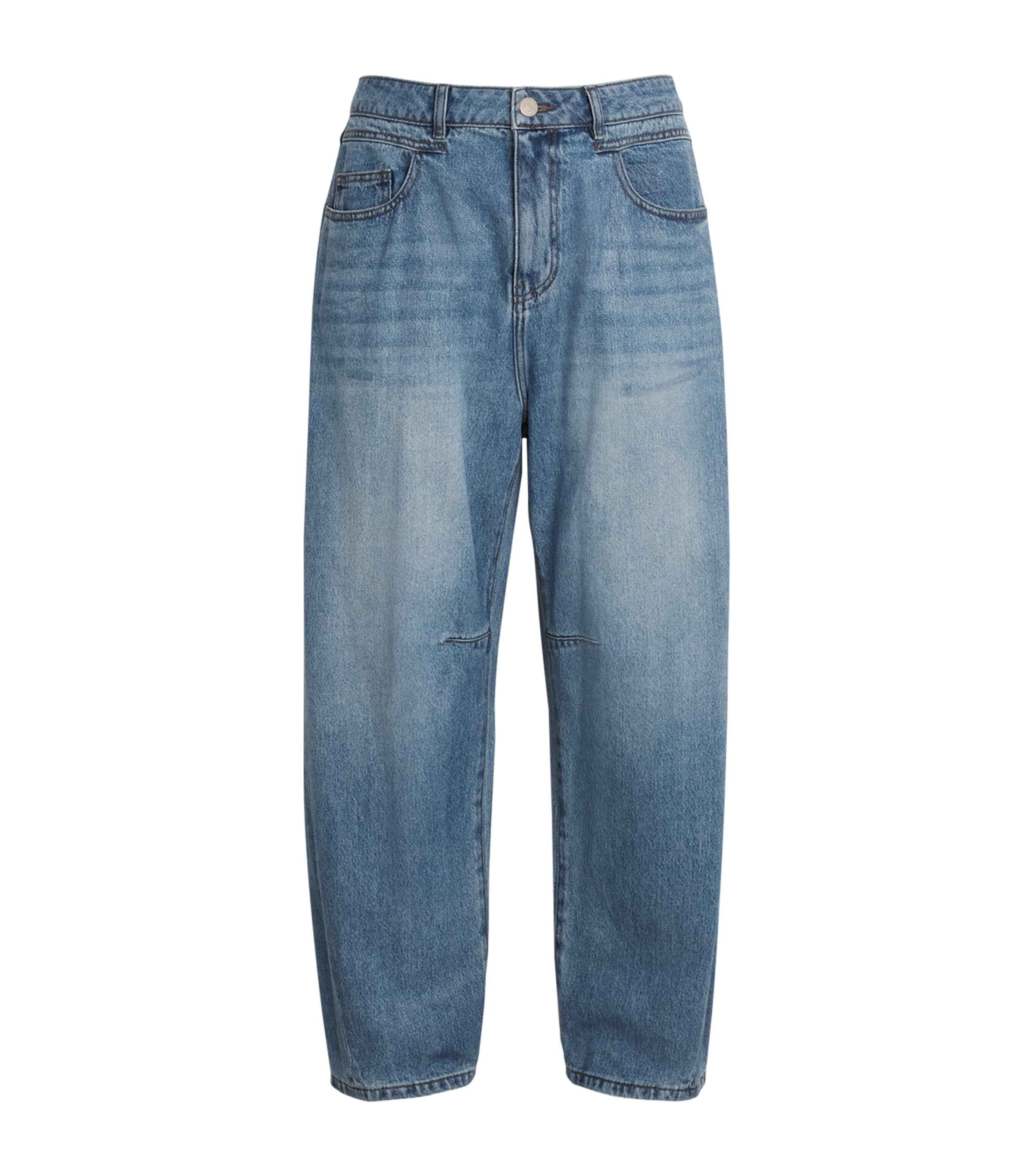 System Mens Coated Baggy Jeans Blue