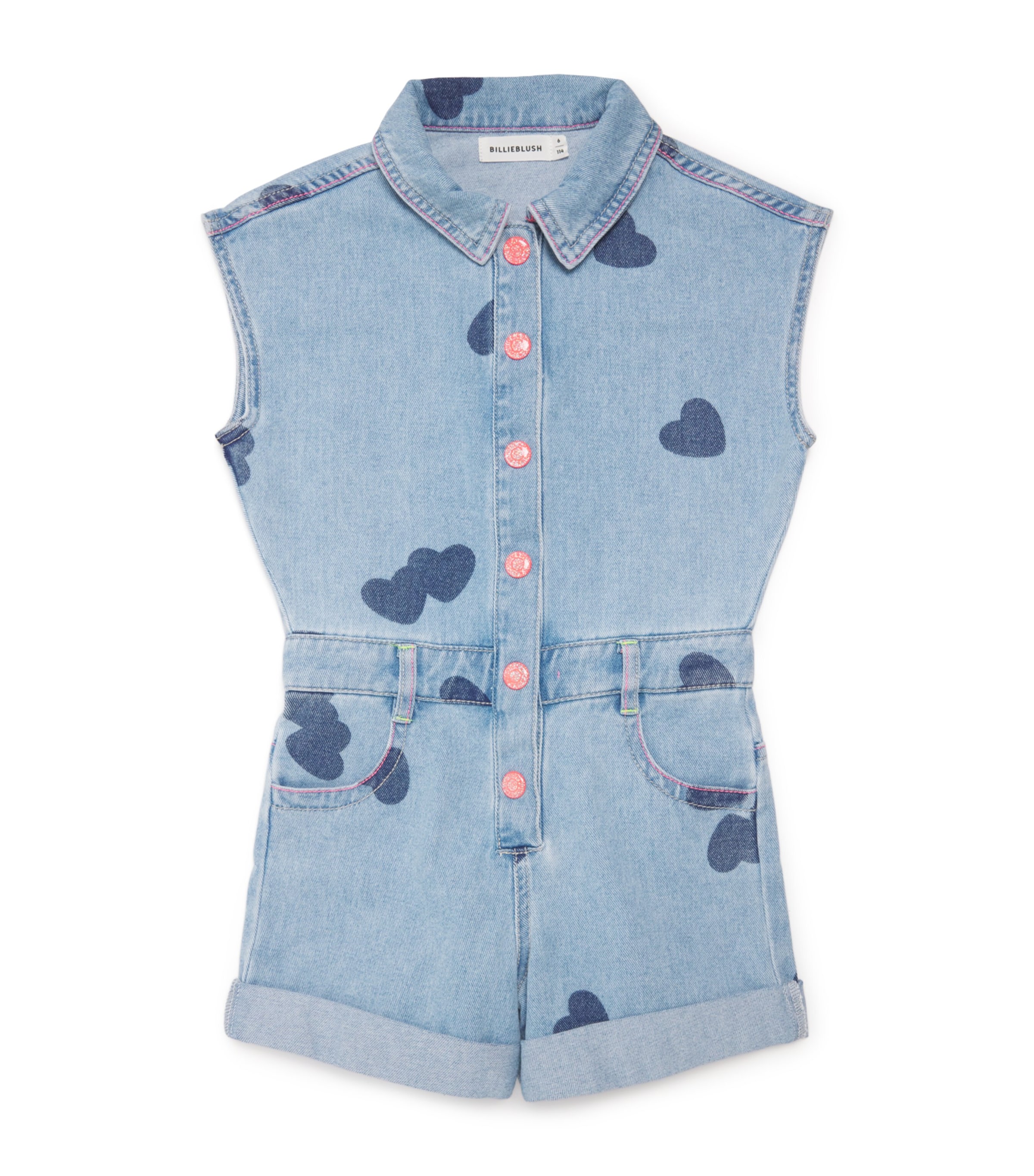 Denim Heart Print Playsuit (2-12 Years)