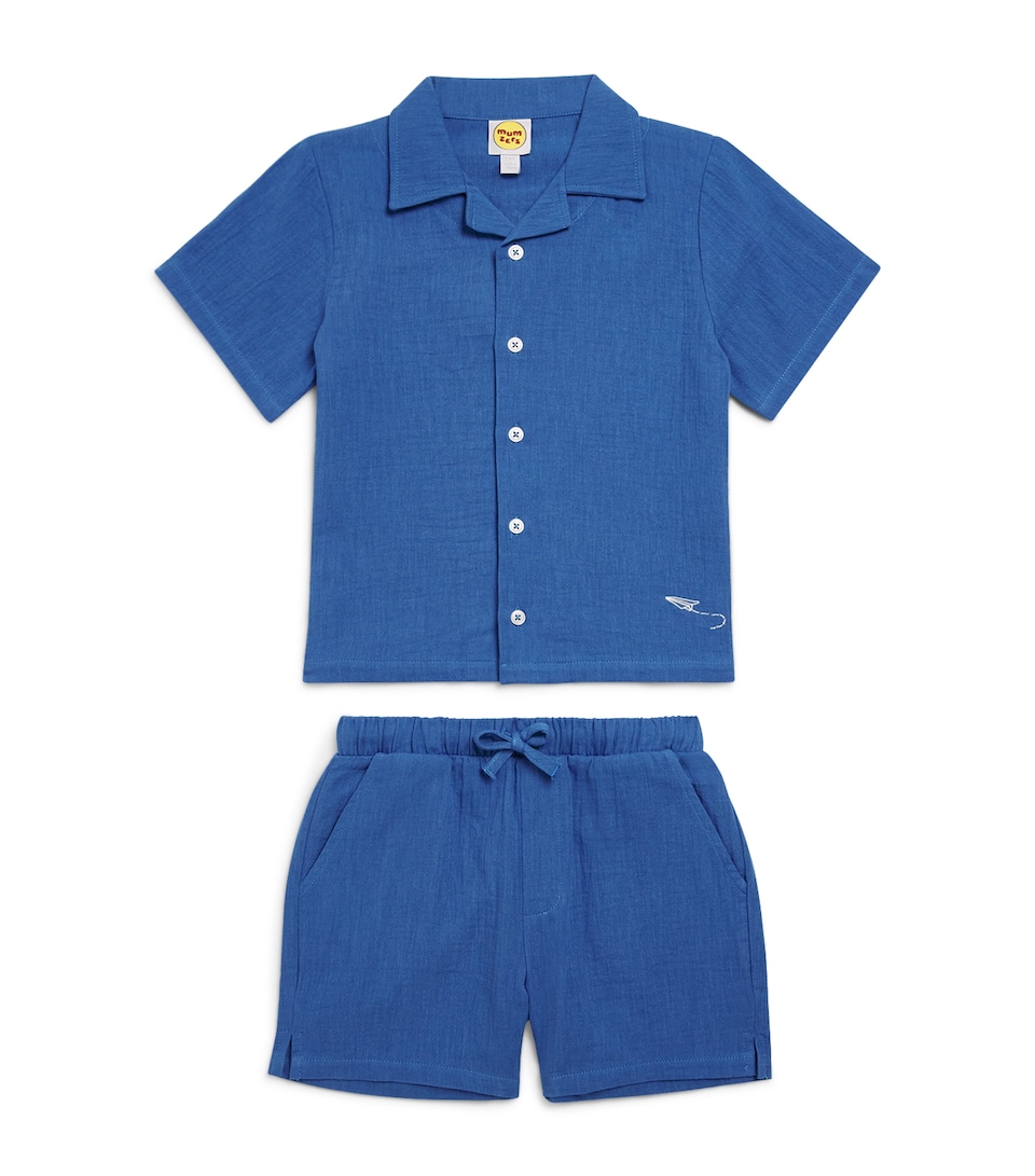 Mumzers Cotton Shirt and Shorts Set (3-8 Years) Deep Blue