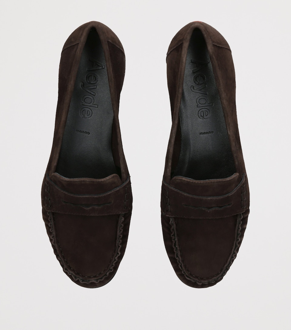 aeyde Suede Aldous Loafer Dark Brown