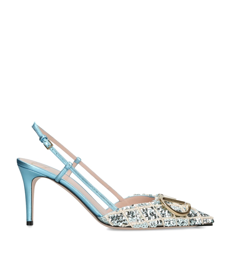 Valentino Garavani Embellished VLogo Slingback Pumps 80 Other