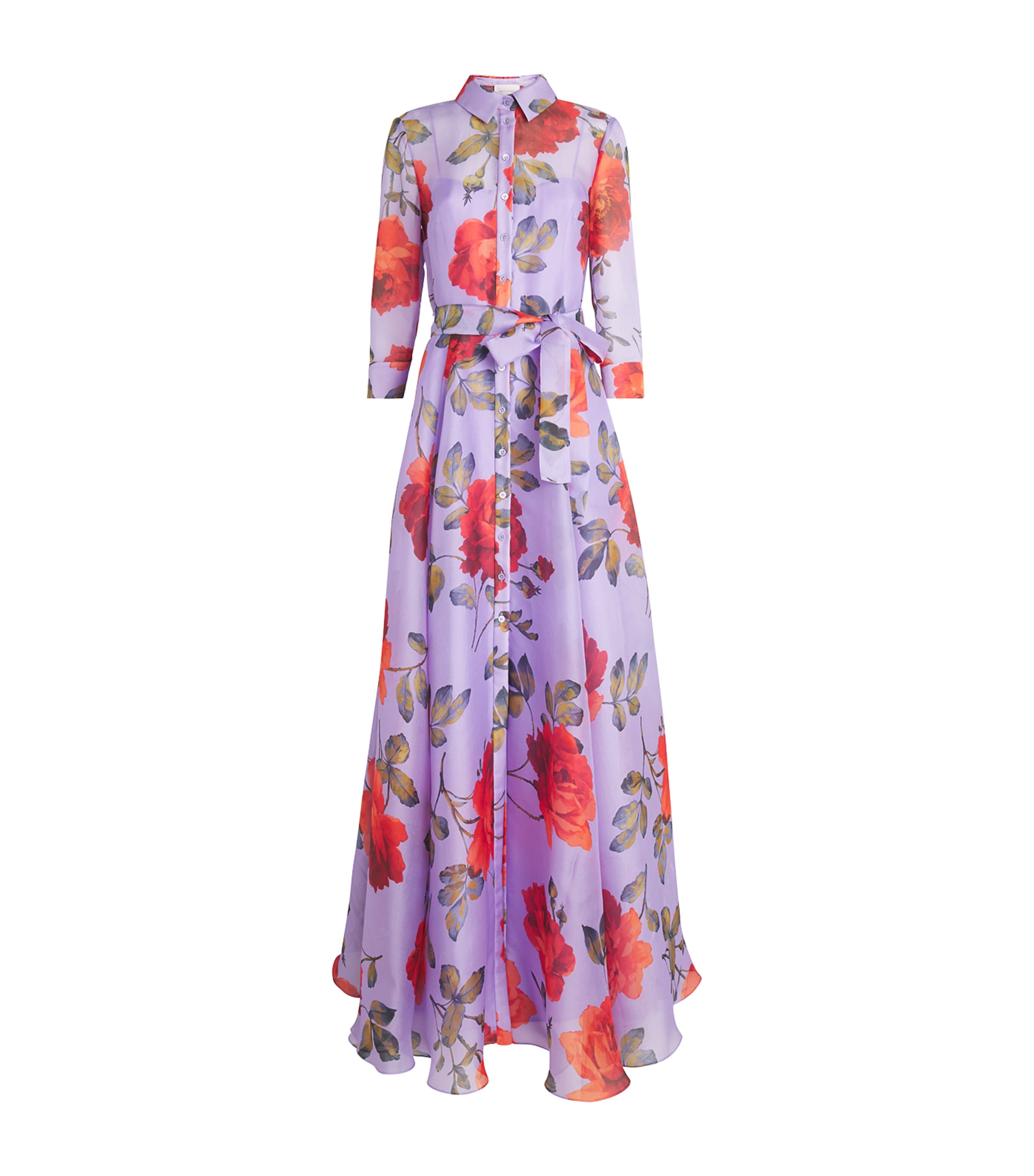 Carolina Herrera Womens Silk Floral Gown Violeta Multi