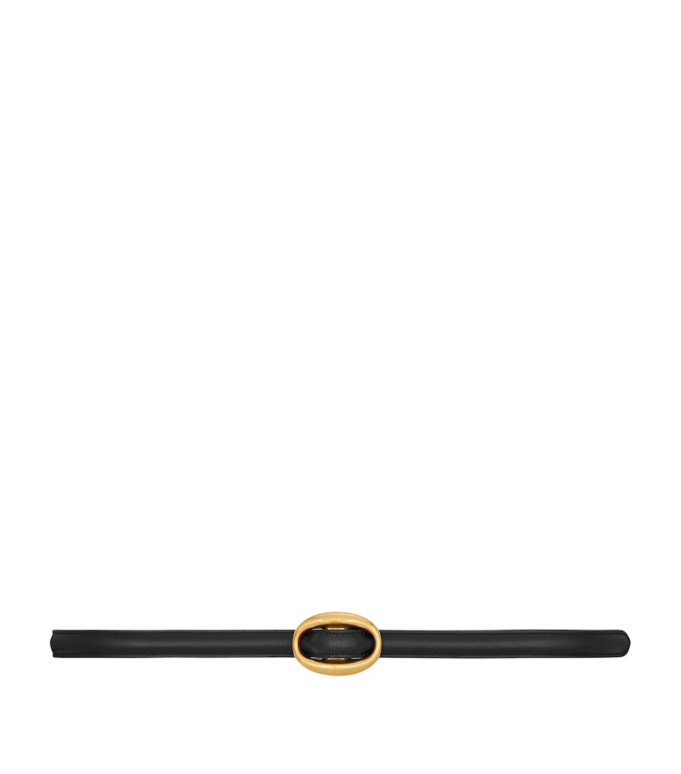 Saint Laurent Leather Reversible Oval-Buckle Belt