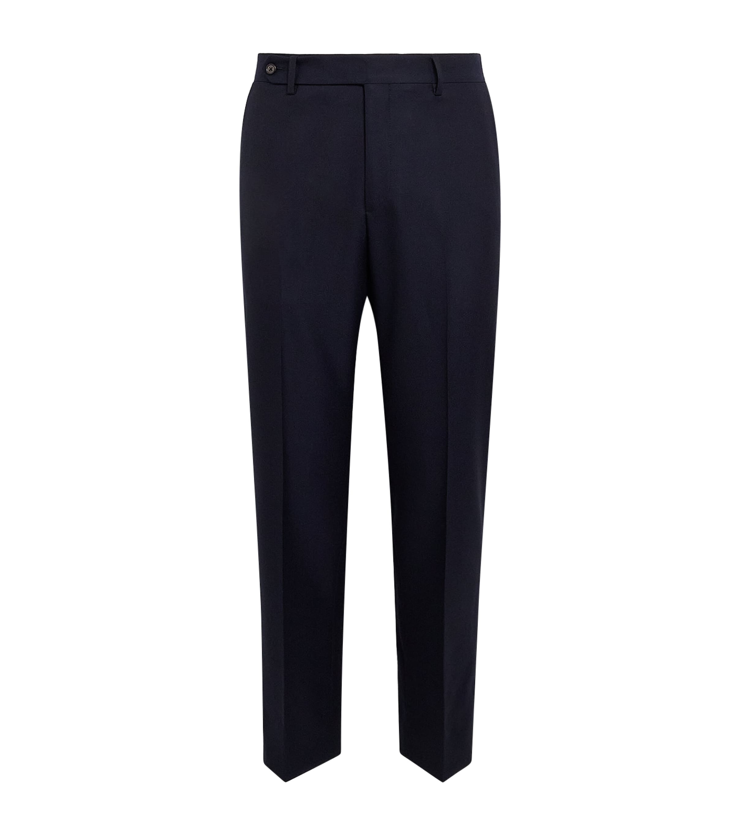 Corneliani Mens Stretch-Virgin Wool Drawstring Trousers Navy Blue