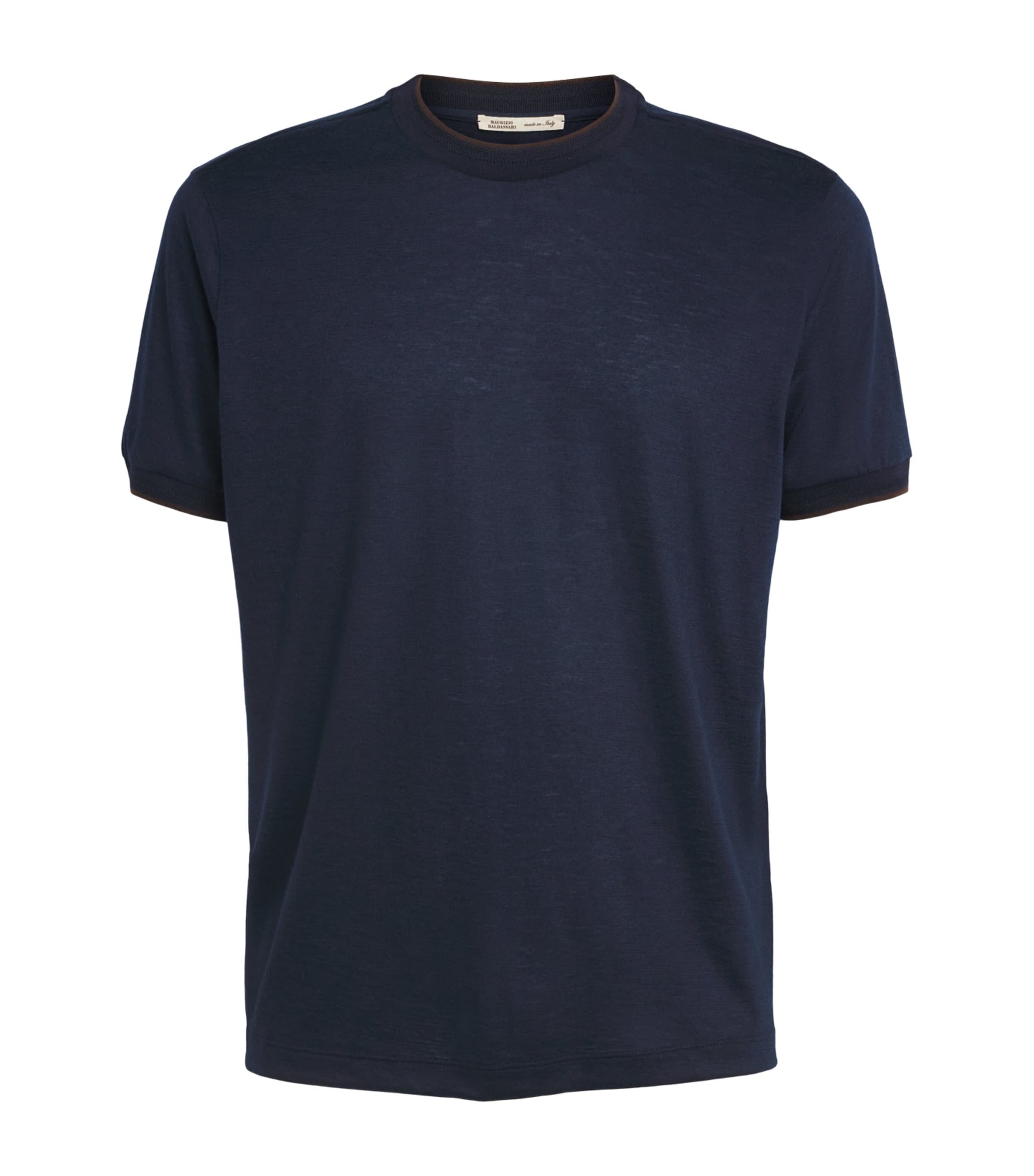 Maurizio Baldassari Mens Cashmere Crew-Neck T-Shirt Blue Nights