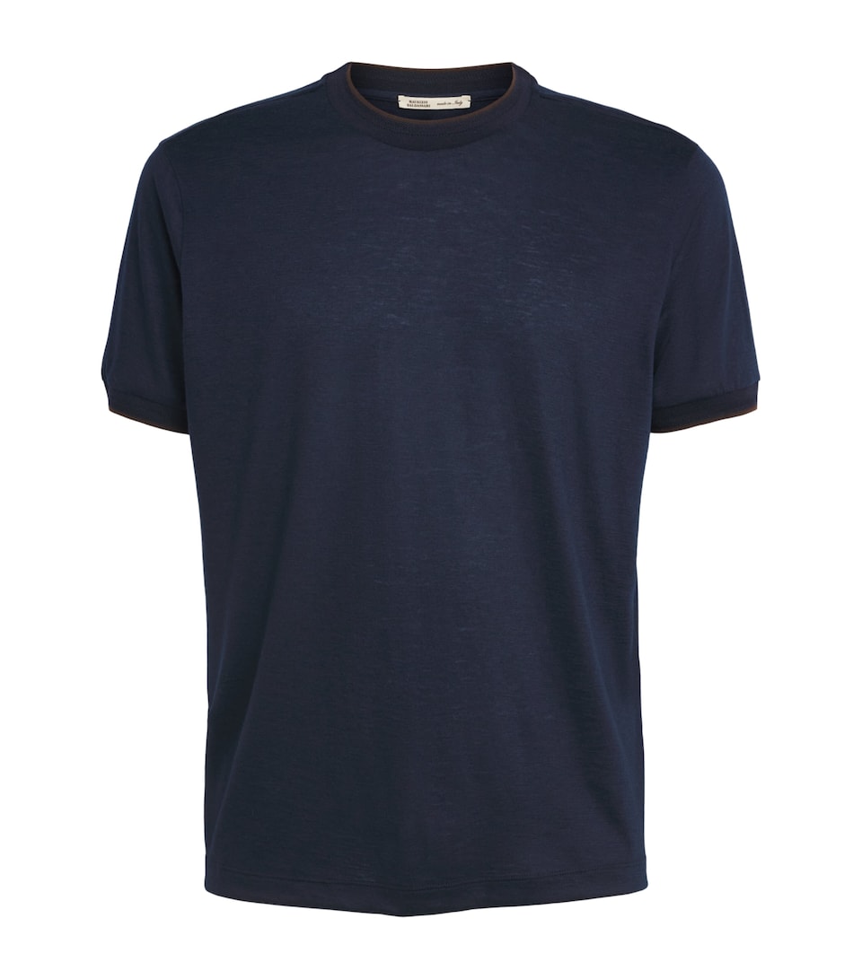Maurizio Baldassari Mens Cashmere Crew-Neck T-Shirt Blue Nights