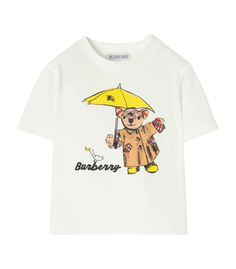 Burberry Kids Cotton Thomas Bear T-Shirt (6 Months - 3 Years) Chalk White