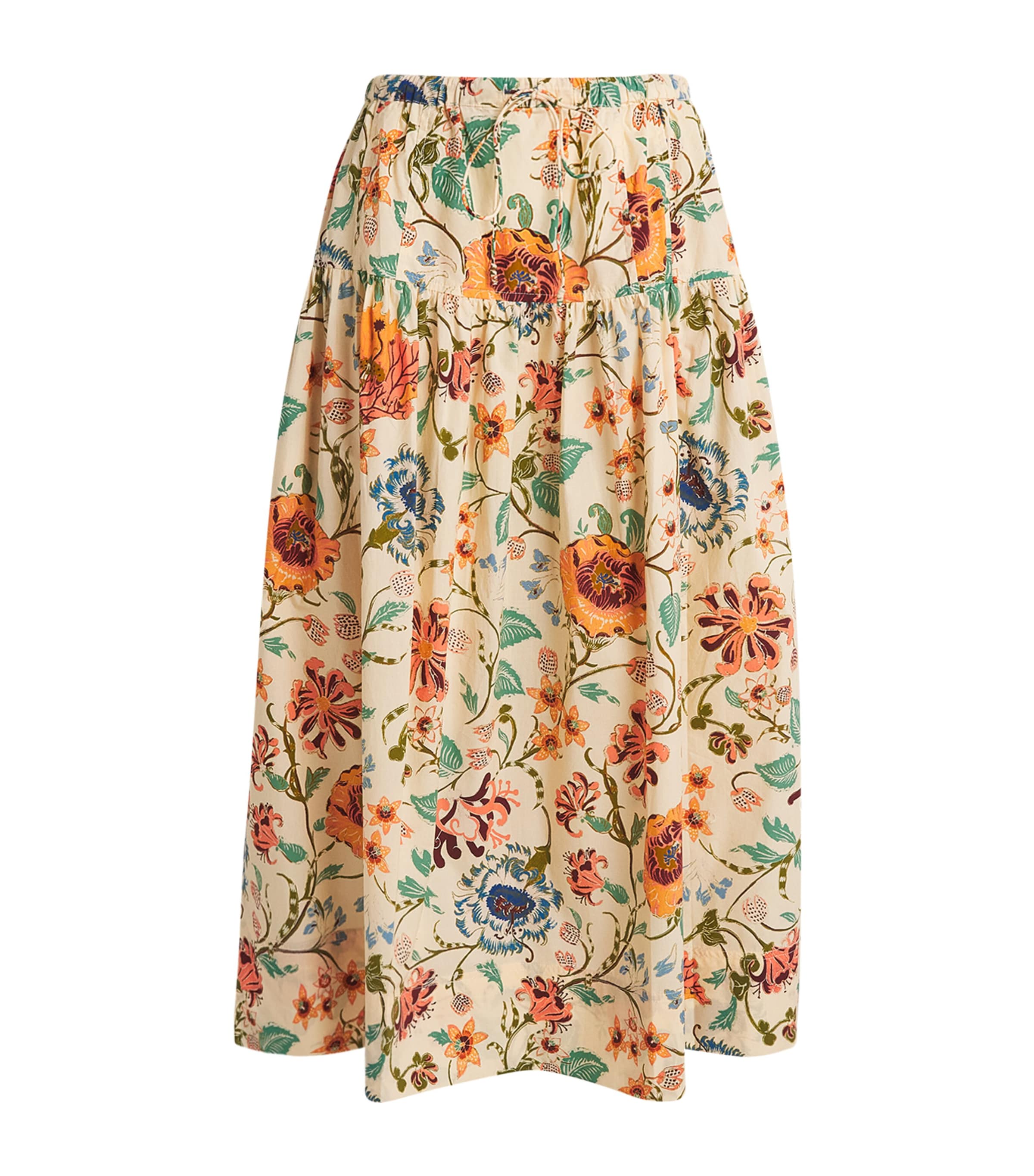 Ulla Johnson Womens Cotton Floral Theodora Midi Skirt Abalone