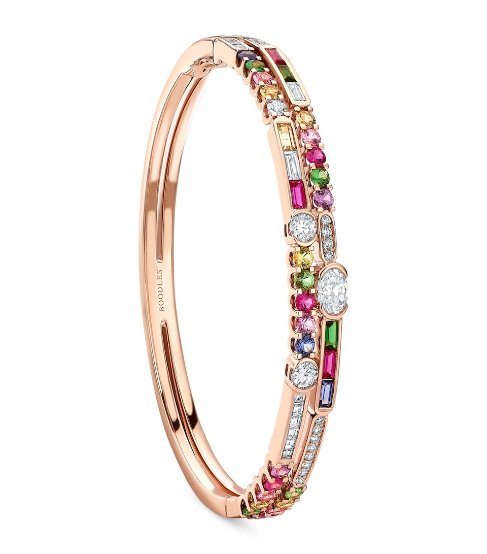Boodles Rose Gold, Diamond, Sapphire, Ruby and Tsavorite Play of Light Bangle Rose Gold