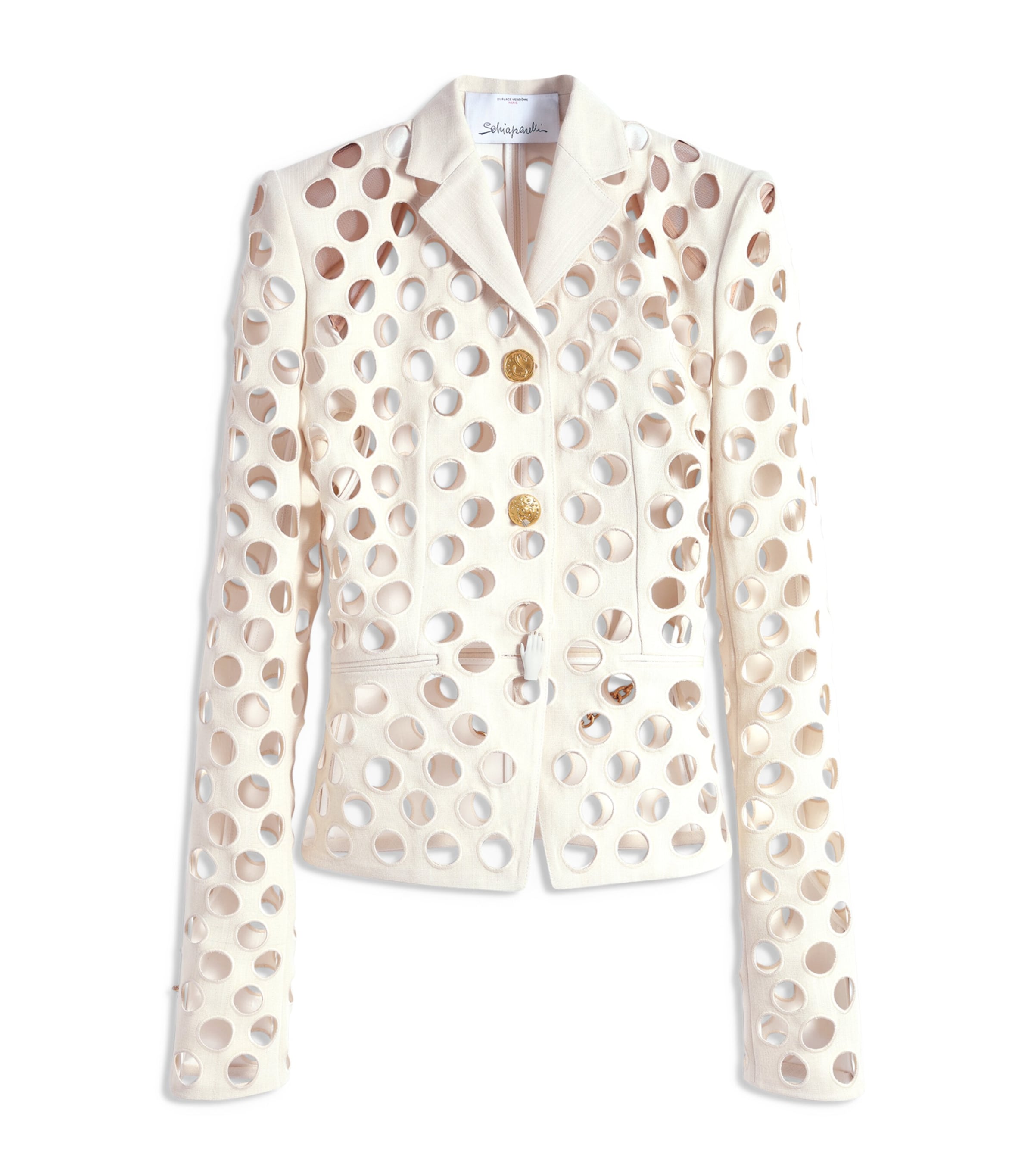 Schiaparelli Womens Canvas Broderie Anglaise Elsa Jacket Ecru