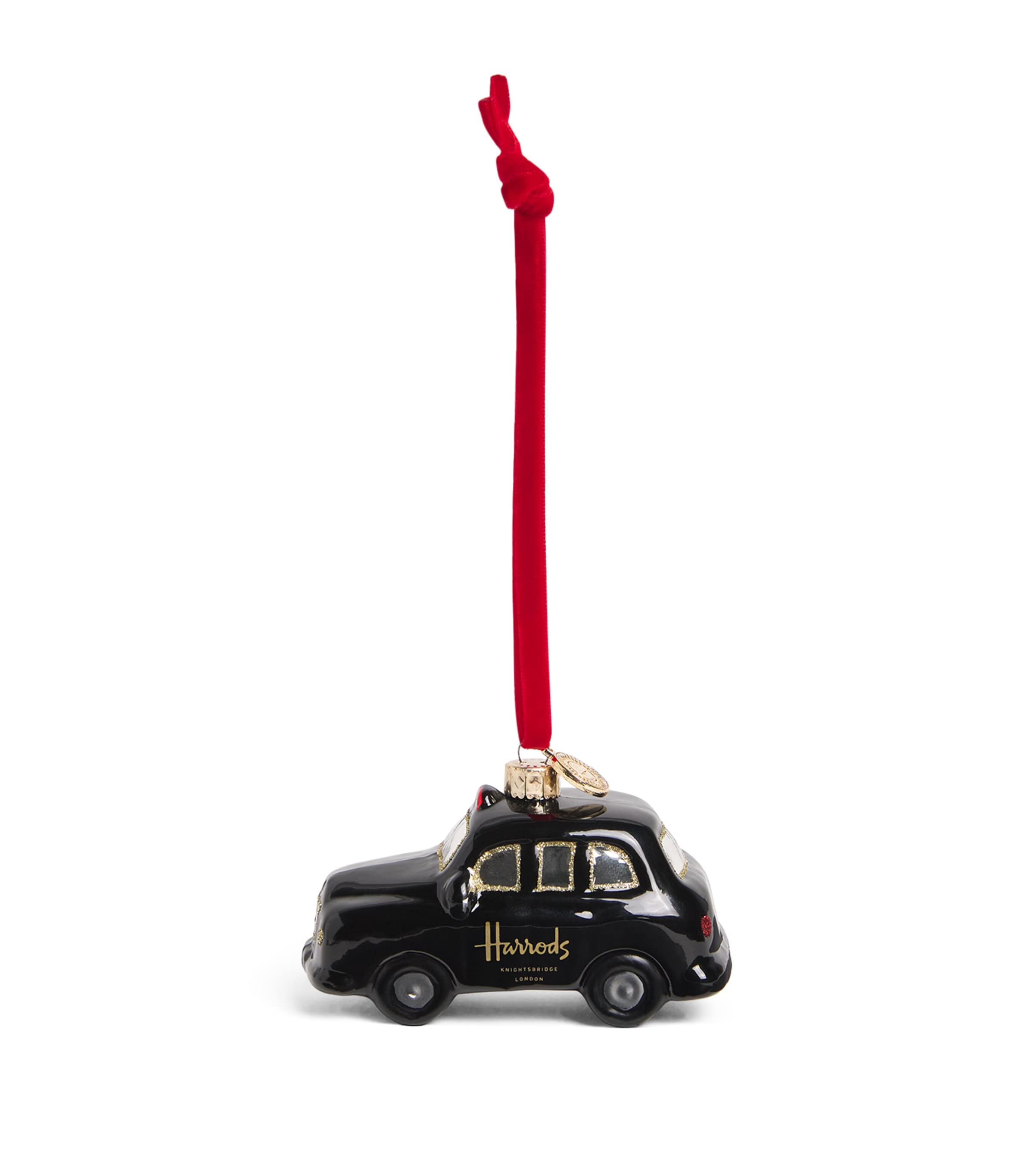 Harrods Glitter Black Cab Ornament Black