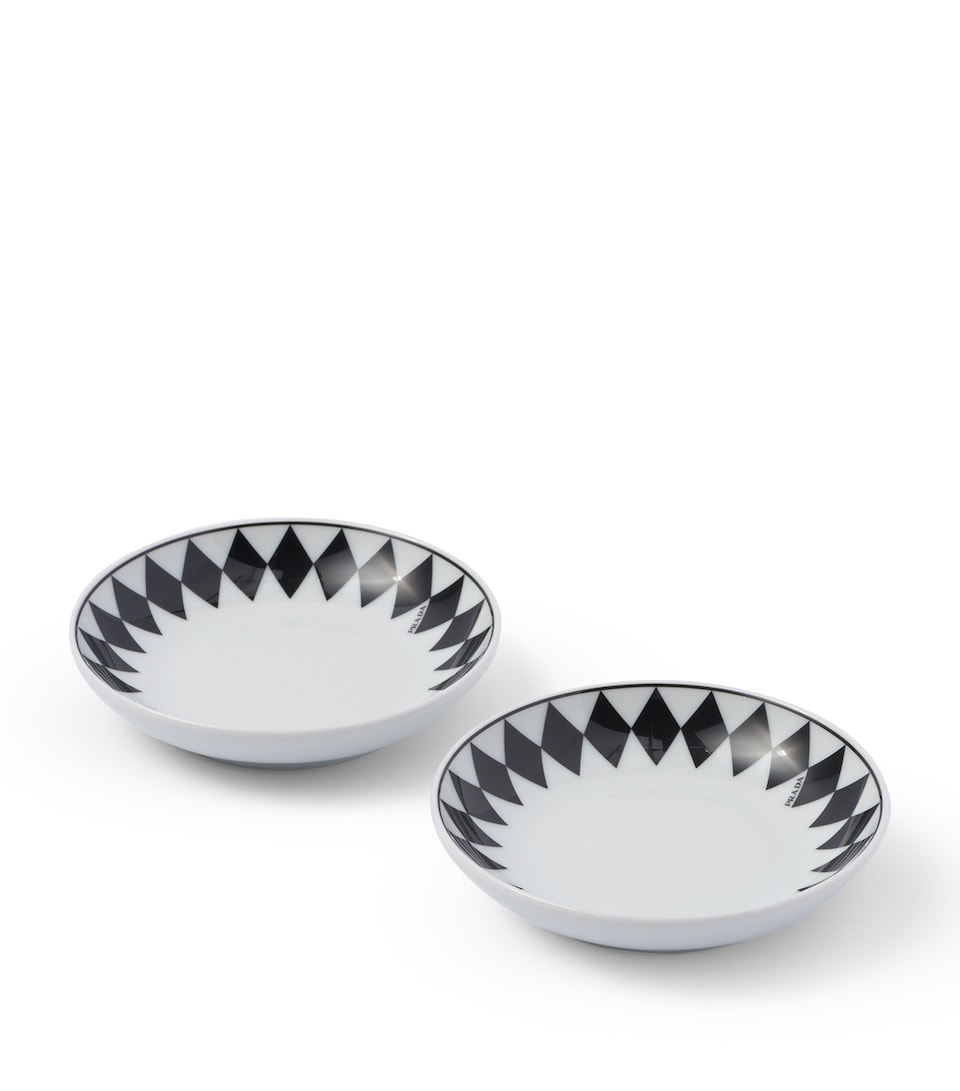 Set of 2 Porcelain Chequerboard Sauce Bowls (11cm)