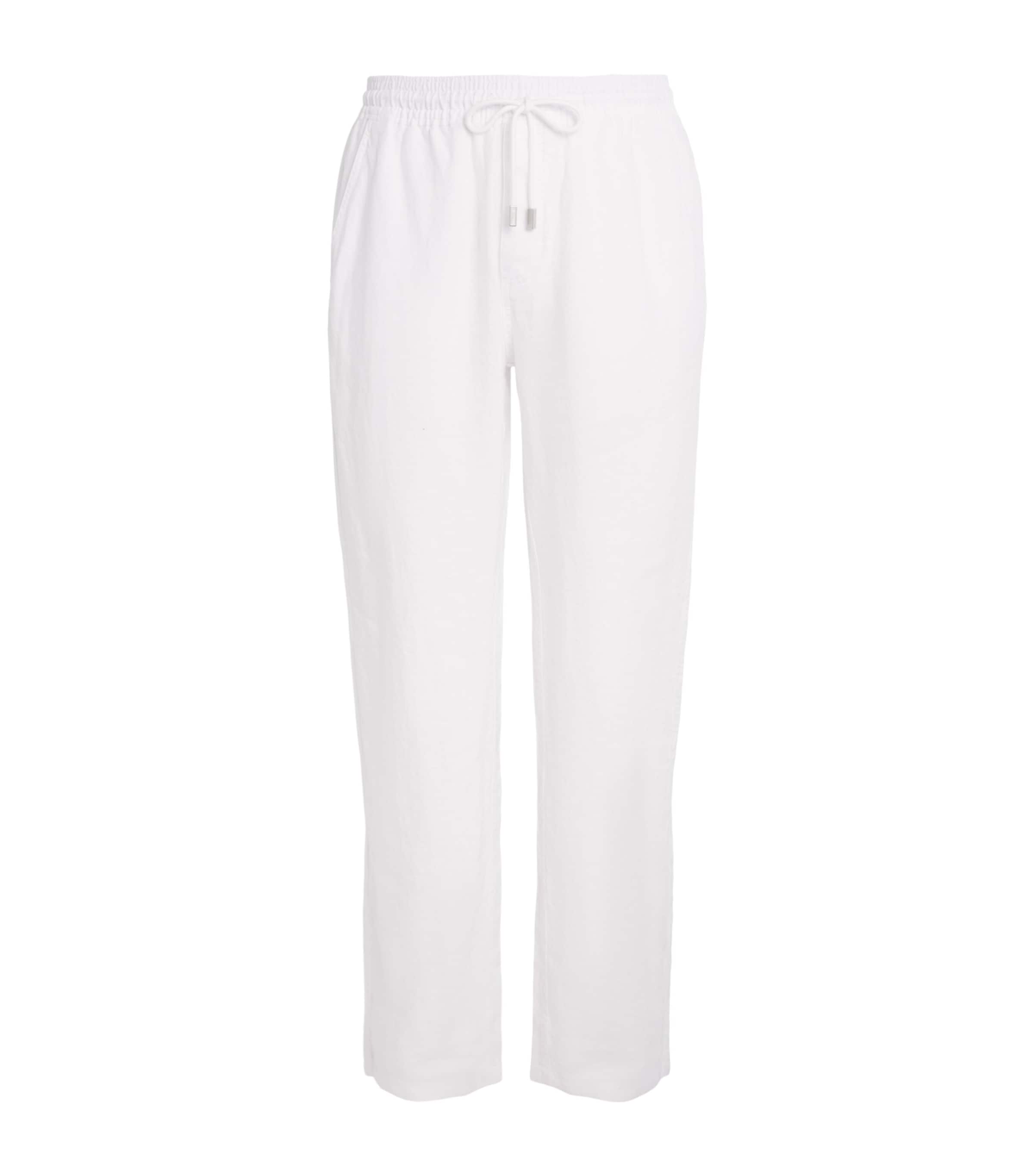 Vilebrequin Mens Linen Drawstring Trousers Blanc