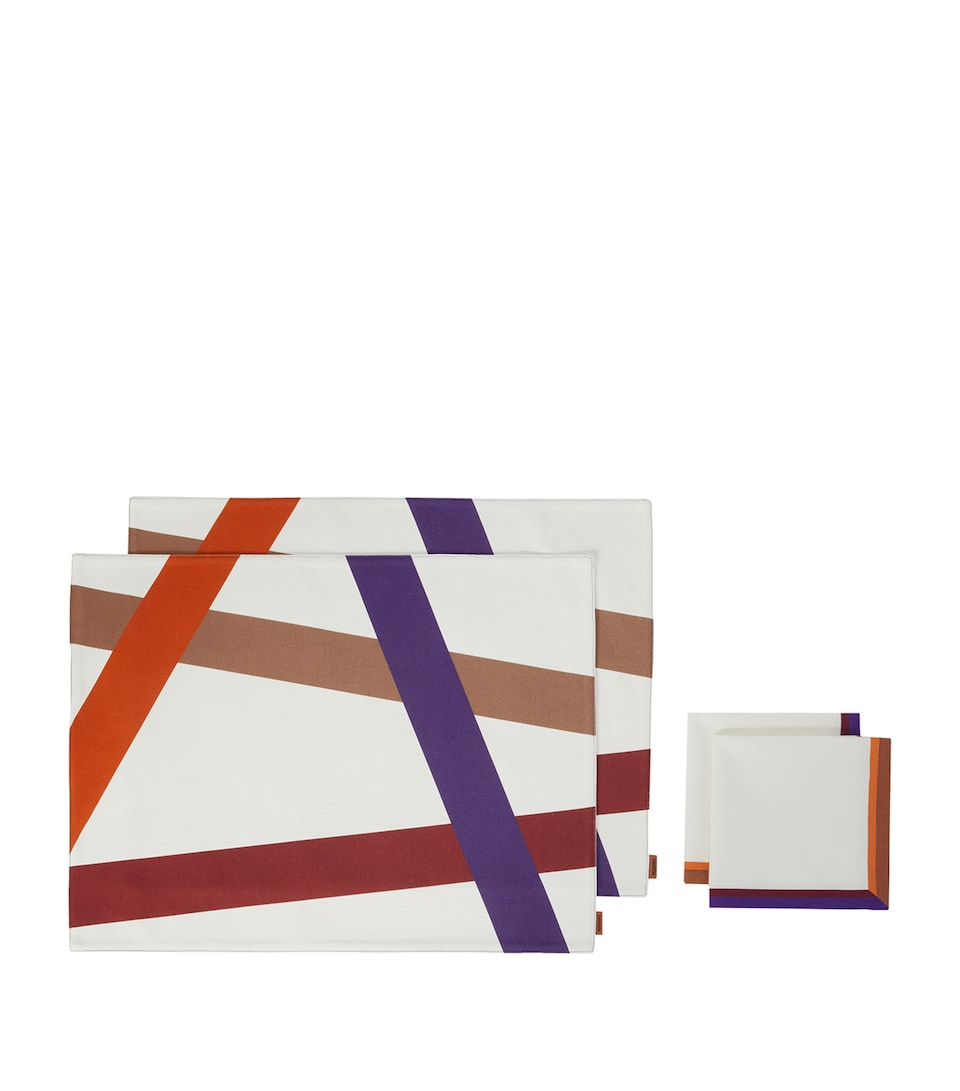 Set of 2 Cotton Nastri Placemats and Napkins