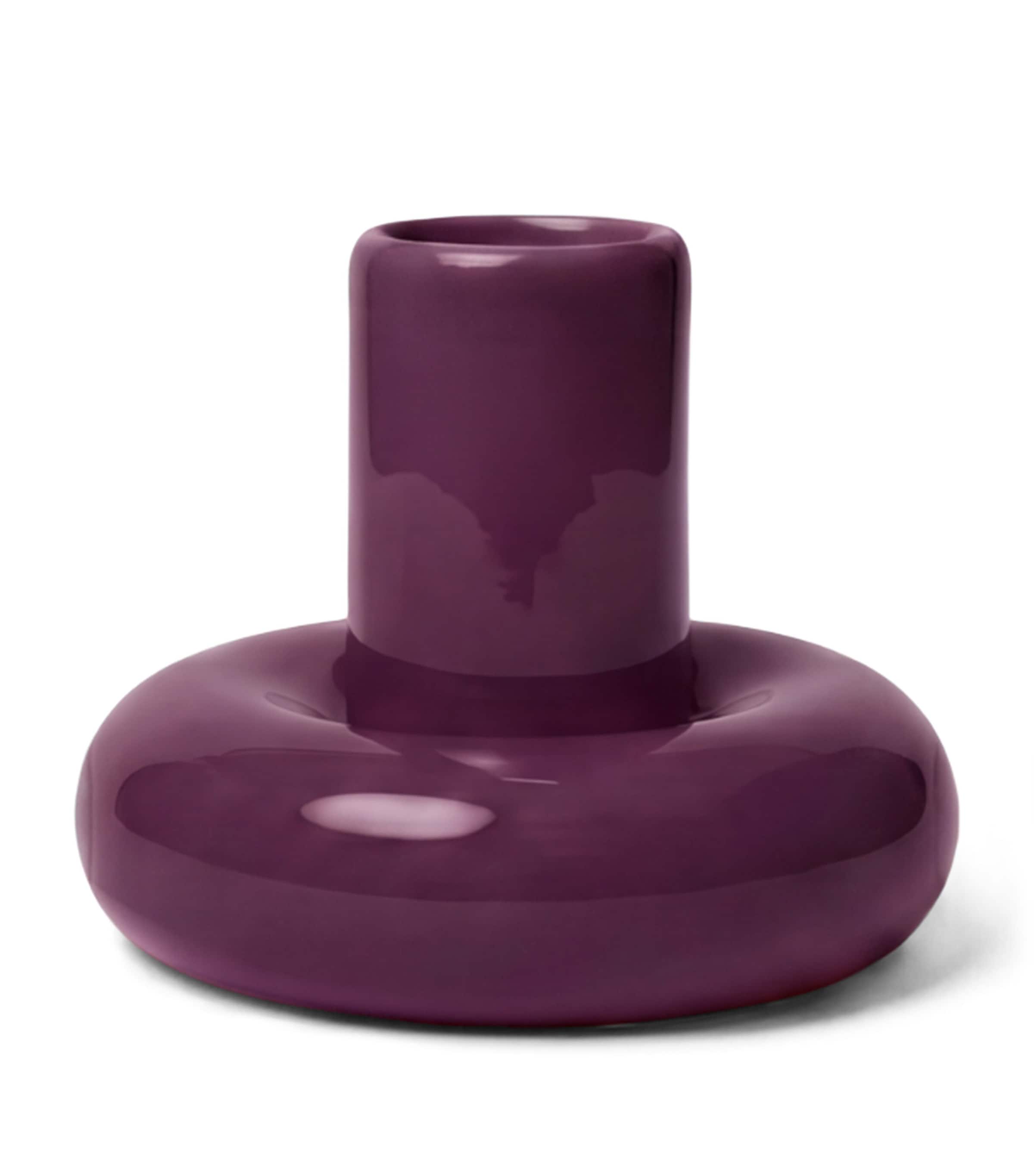 Gustaf Westman Small Glazed Ceramic Chunky Candle Holder Purple
