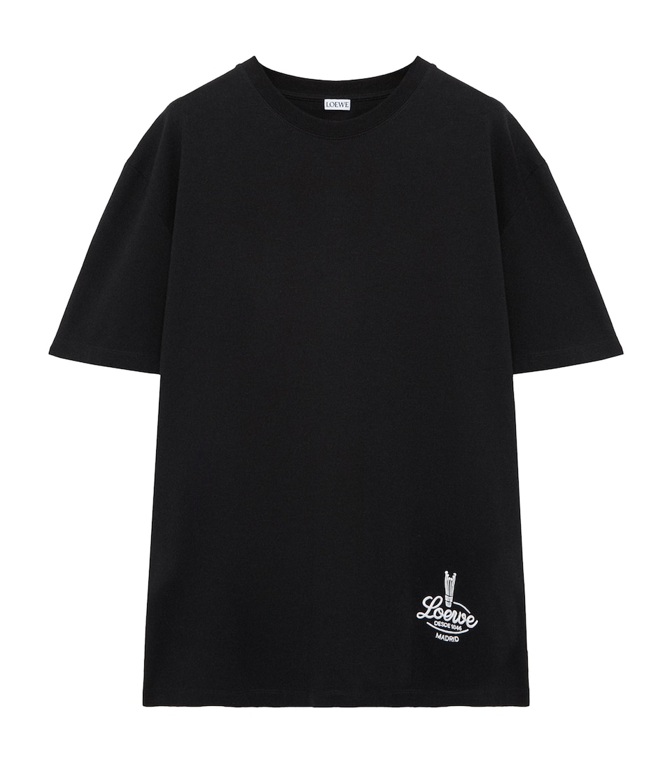 LOEWE Mens Cotton Relaxed Logo T-Shirt Black/white