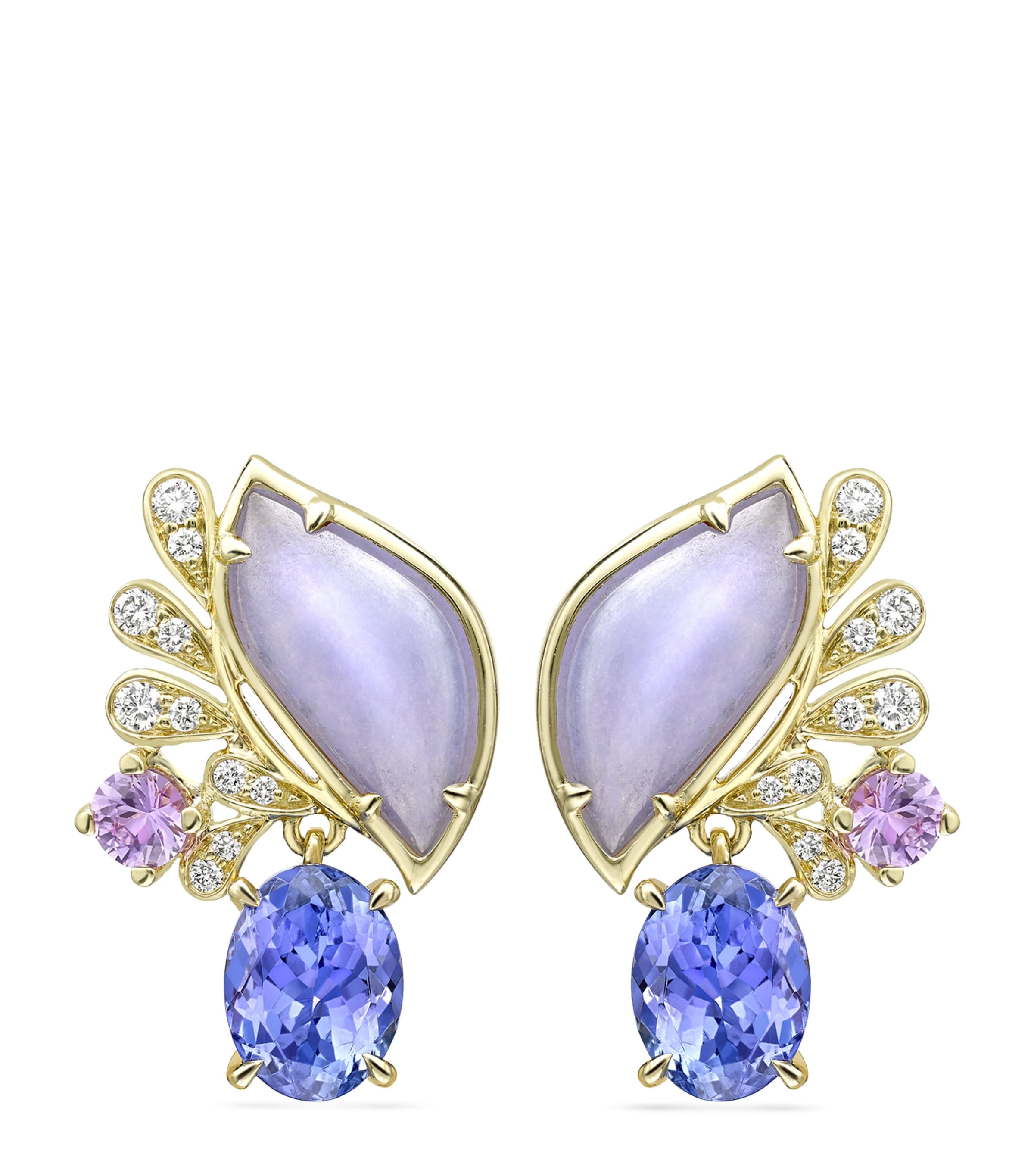 Yellow Gold, Diamond and Mixed Stone A Family Journey Provence Earrings