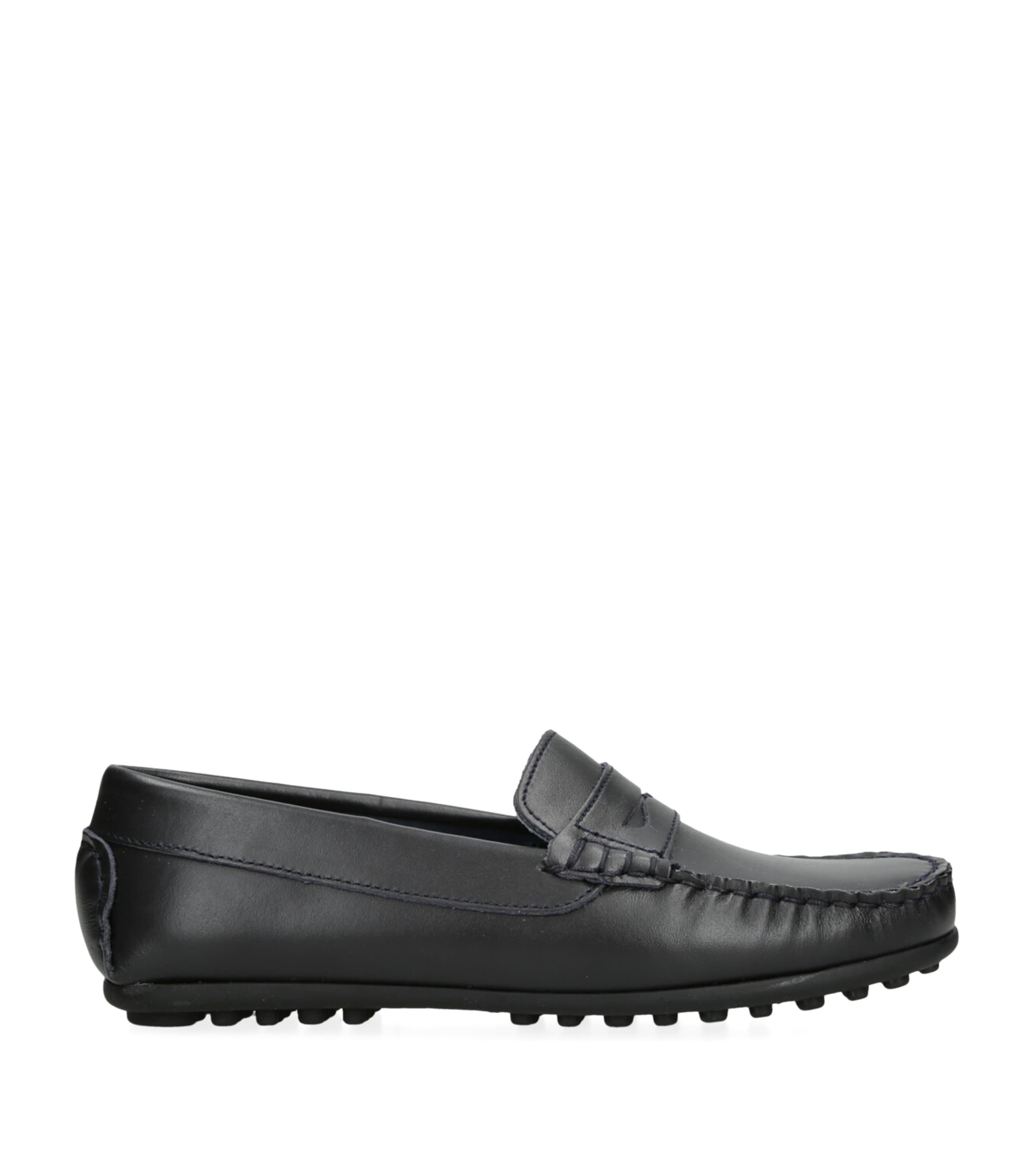 papouelli Leather Felix Loafers Navy