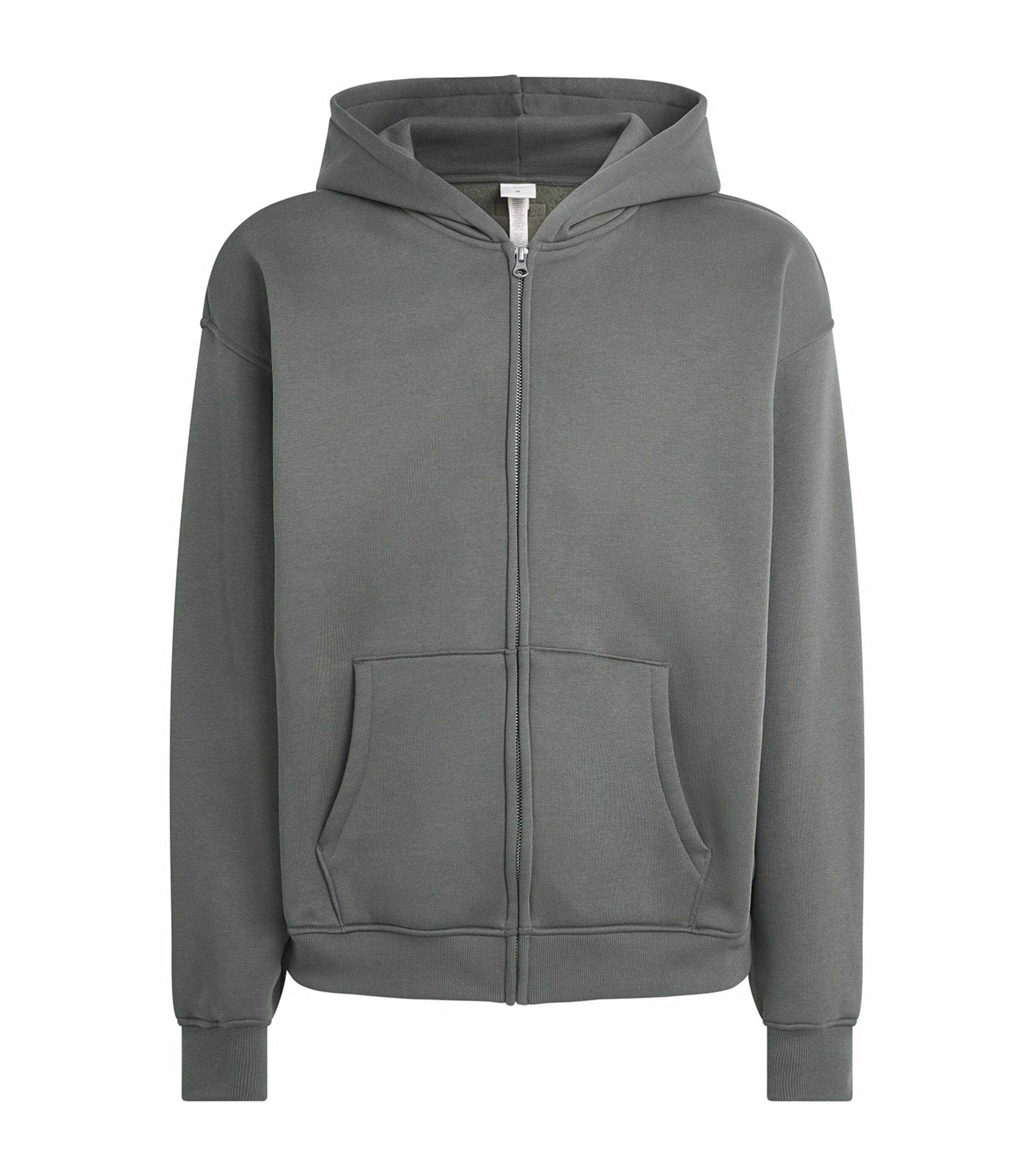 Skims Mens Fleece Lounge Relaxed Zip-Up Hoodie Jungle