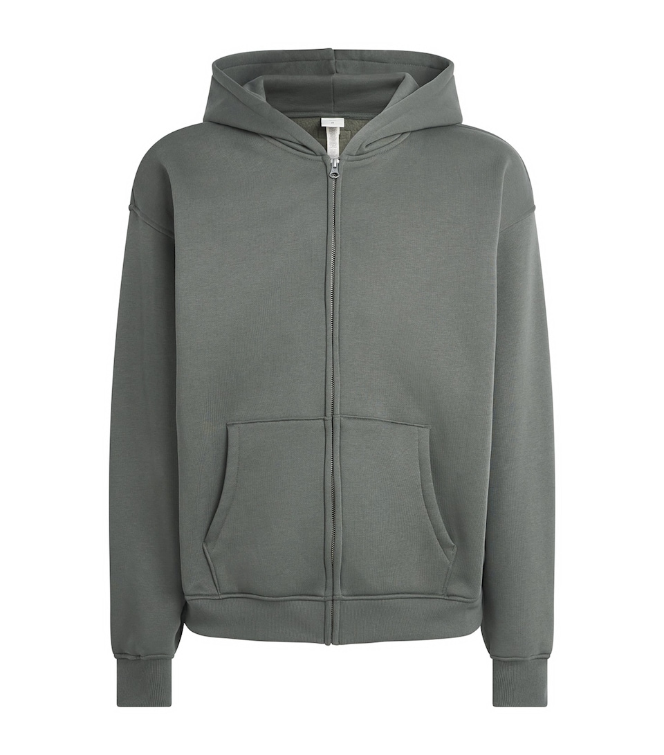 Skims Mens Fleece Lounge Relaxed Zip-Up Hoodie Jungle