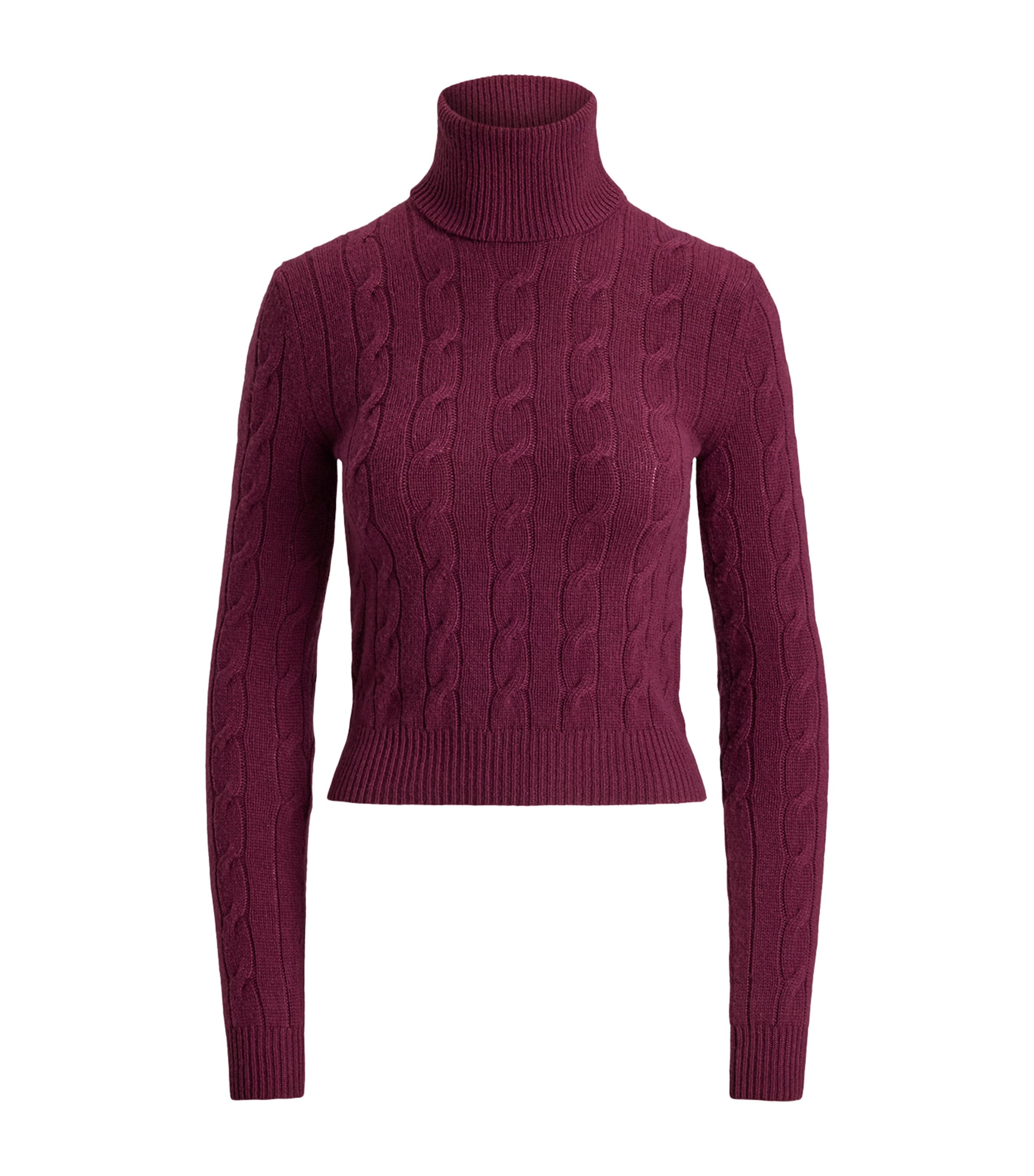 Ralph Lauren Collection Womens Cashmere Cable-Knit Rollneck Sweater Carmine