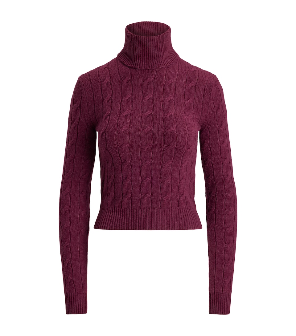Ralph Lauren Collection Womens Cashmere Cable-Knit Rollneck Sweater Carmine
