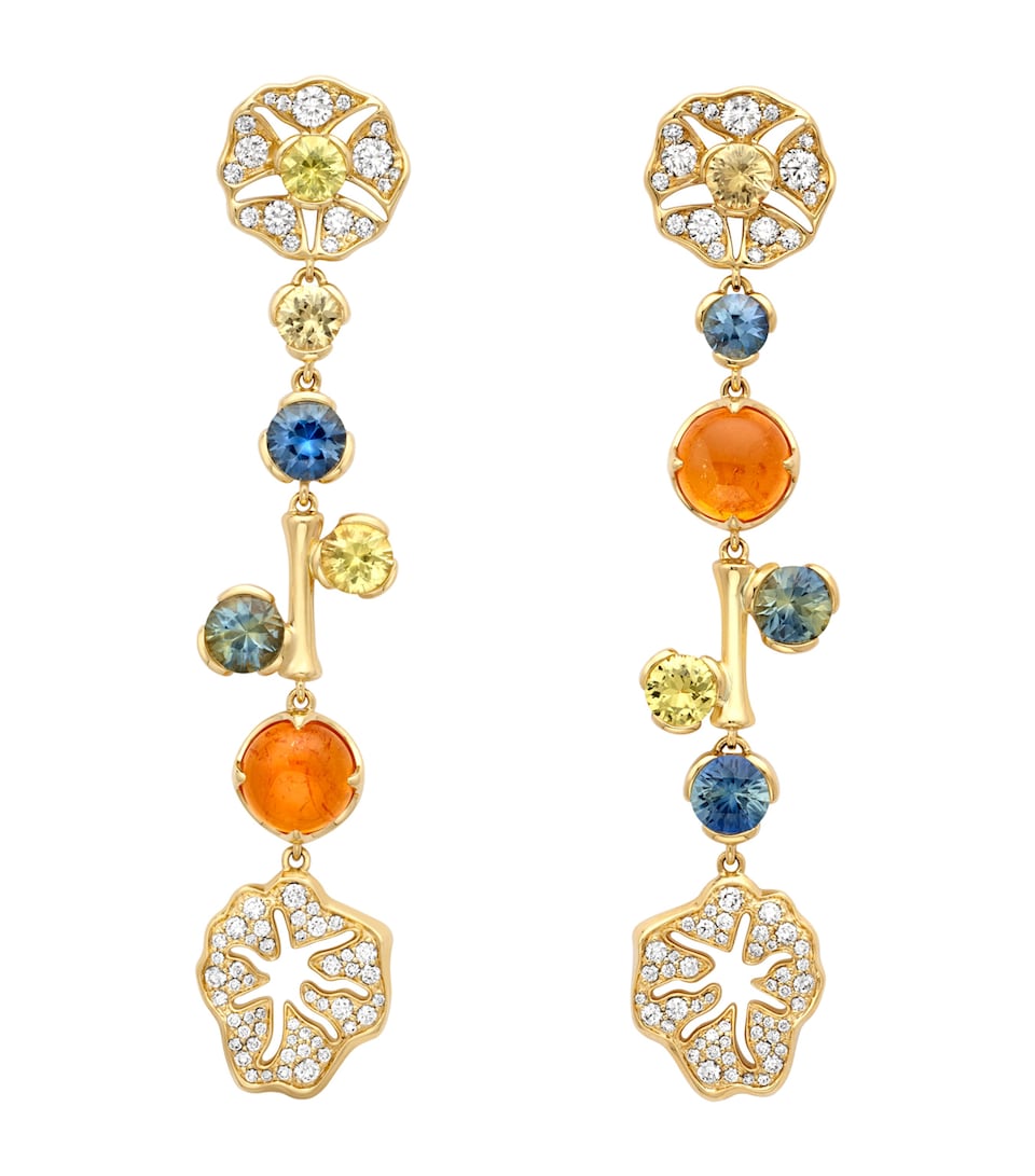 Boodles Yellow Gold, Diamond, Sapphire and Garnet The Palace Collection Queen Charlotte’s Cottage Earrings Gold
