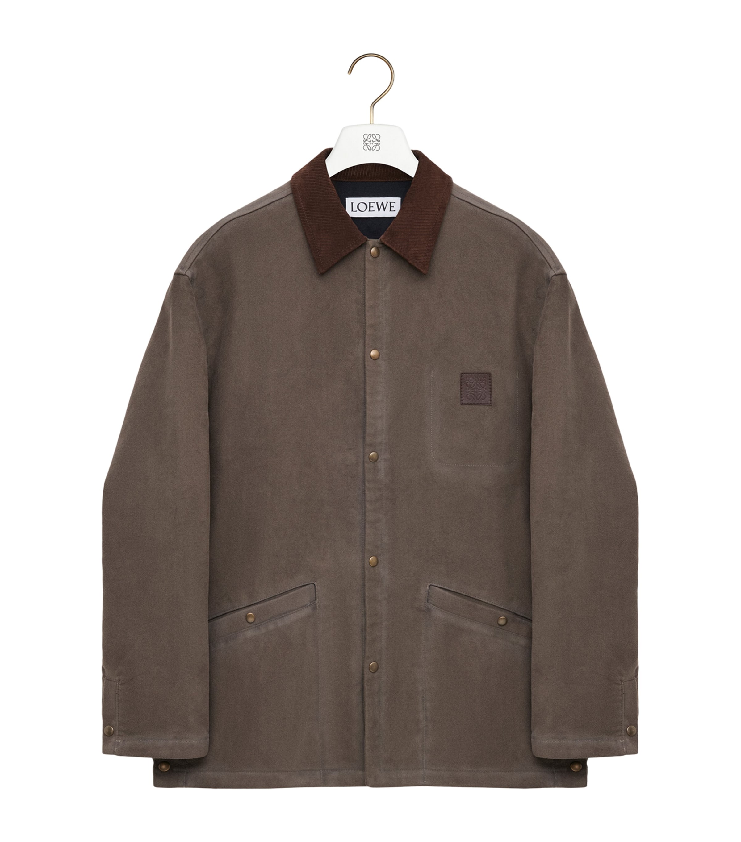 Felt Leather-Patch Overshirt