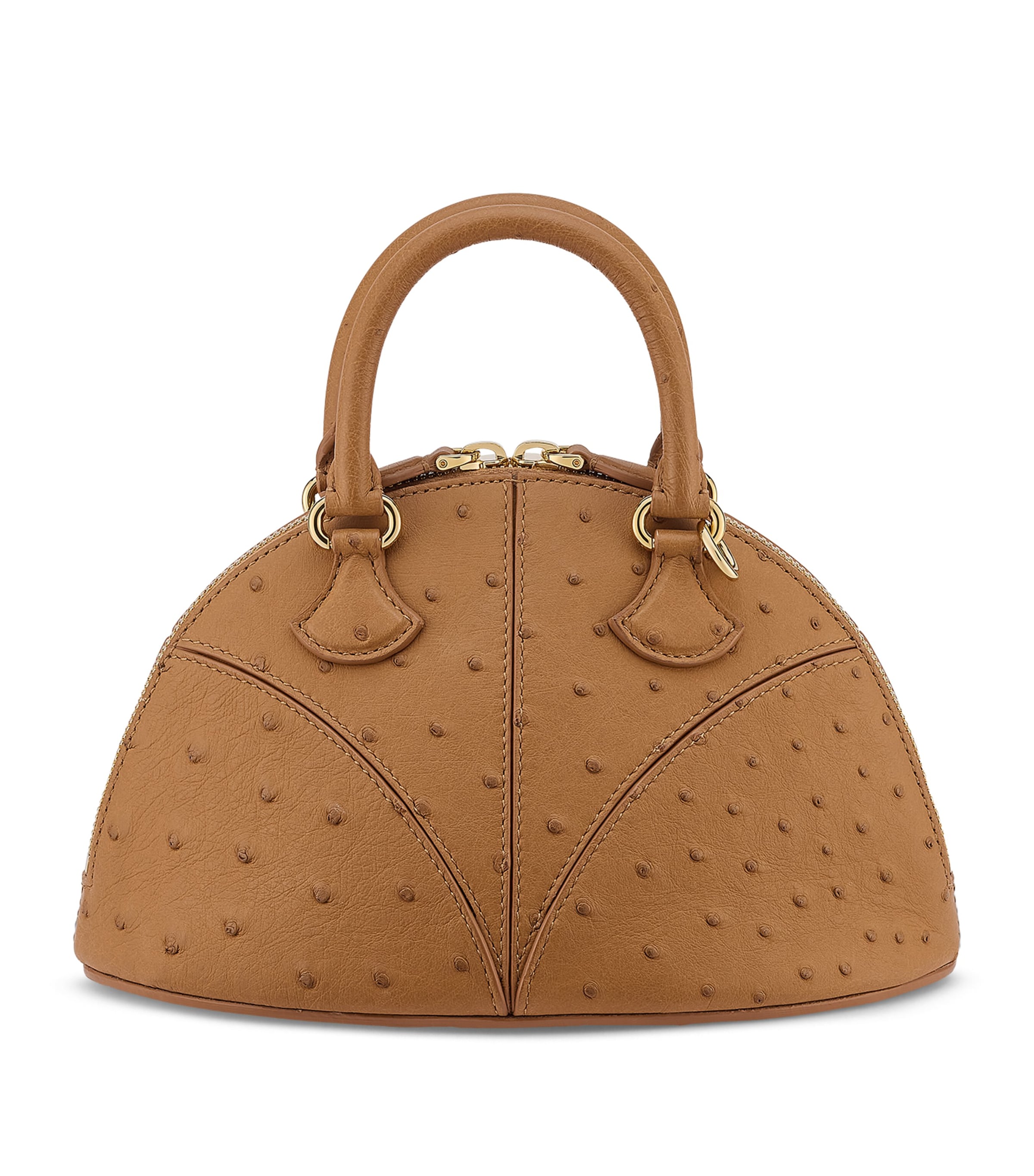 Ostrich Leather Marquise Top-Handle Bag