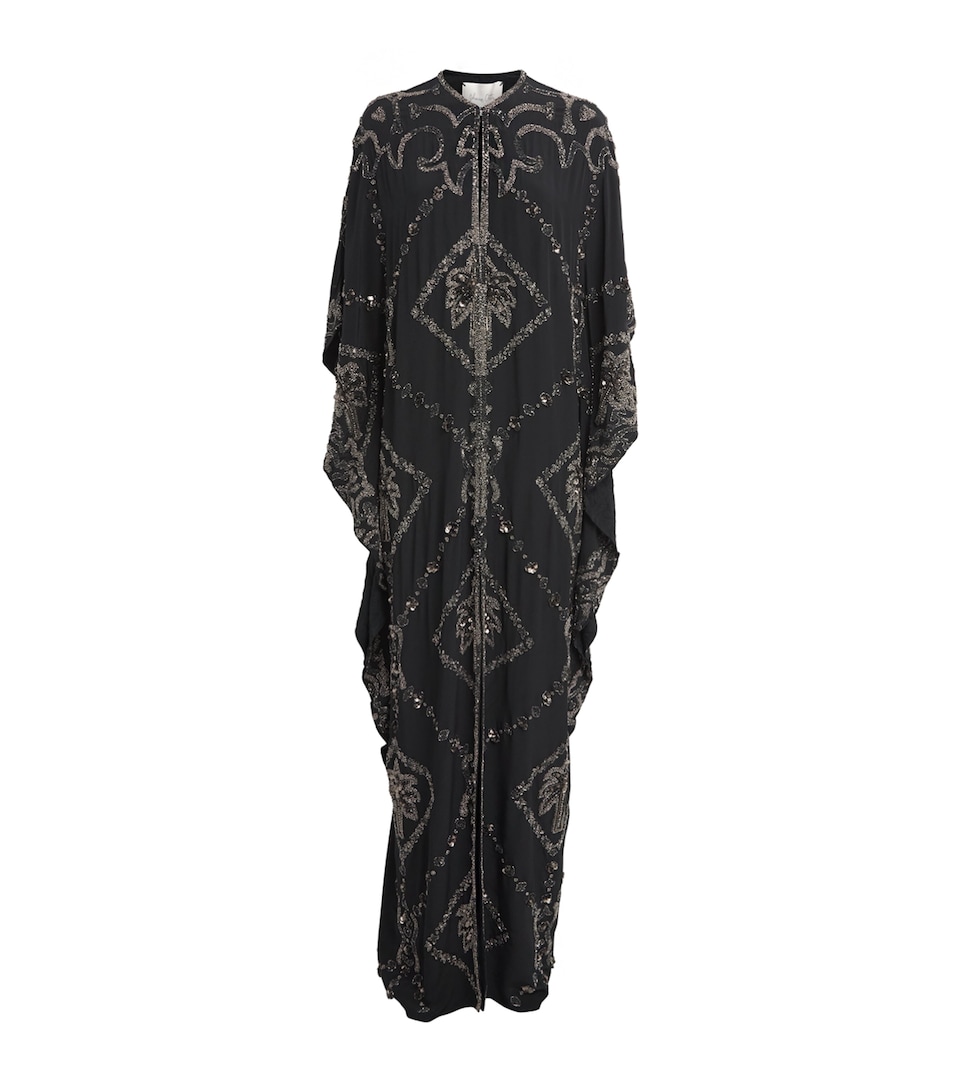 Johanna Ortiz Womens Silk Mystical Gaucho Cape Dress Black