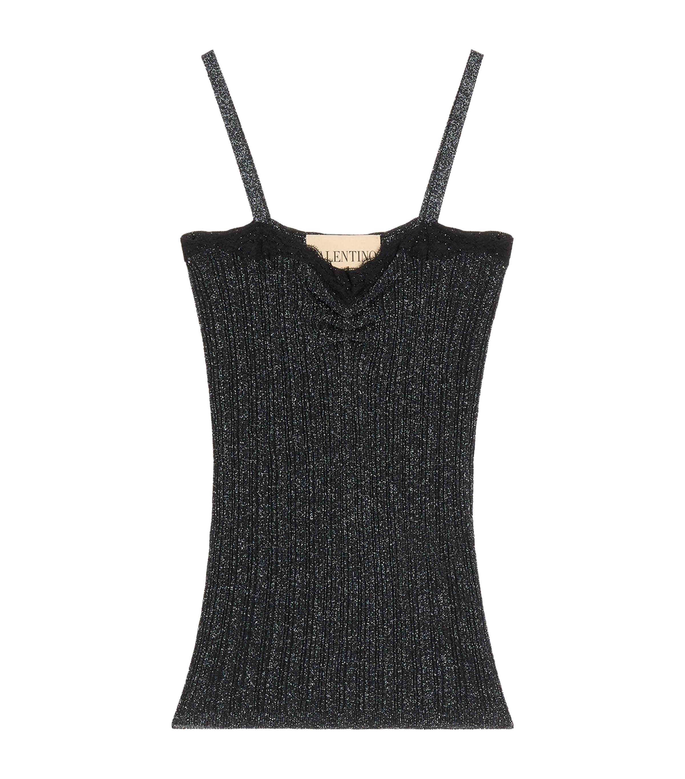 Valentino Womens Lurex Knit Tank Top Nud