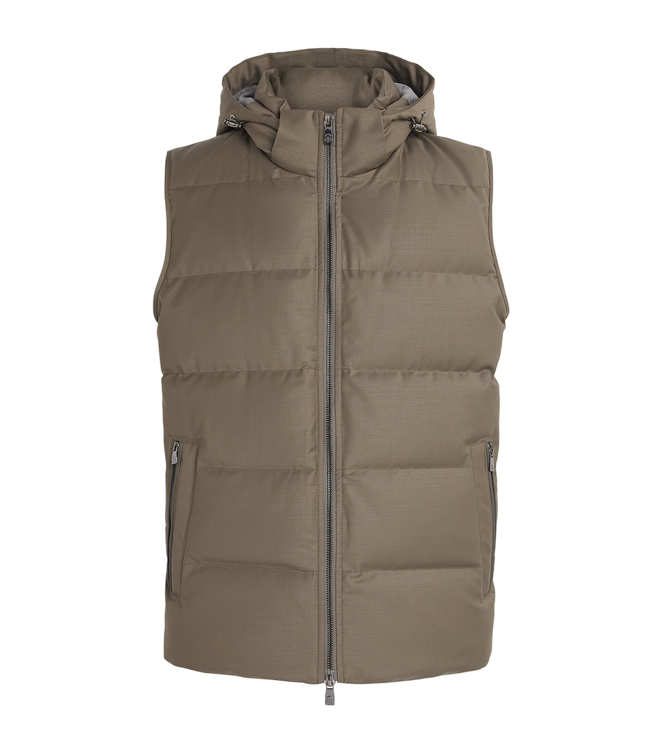 Corneliani Down Virgin Wool-Blend Gilet Green Coloured