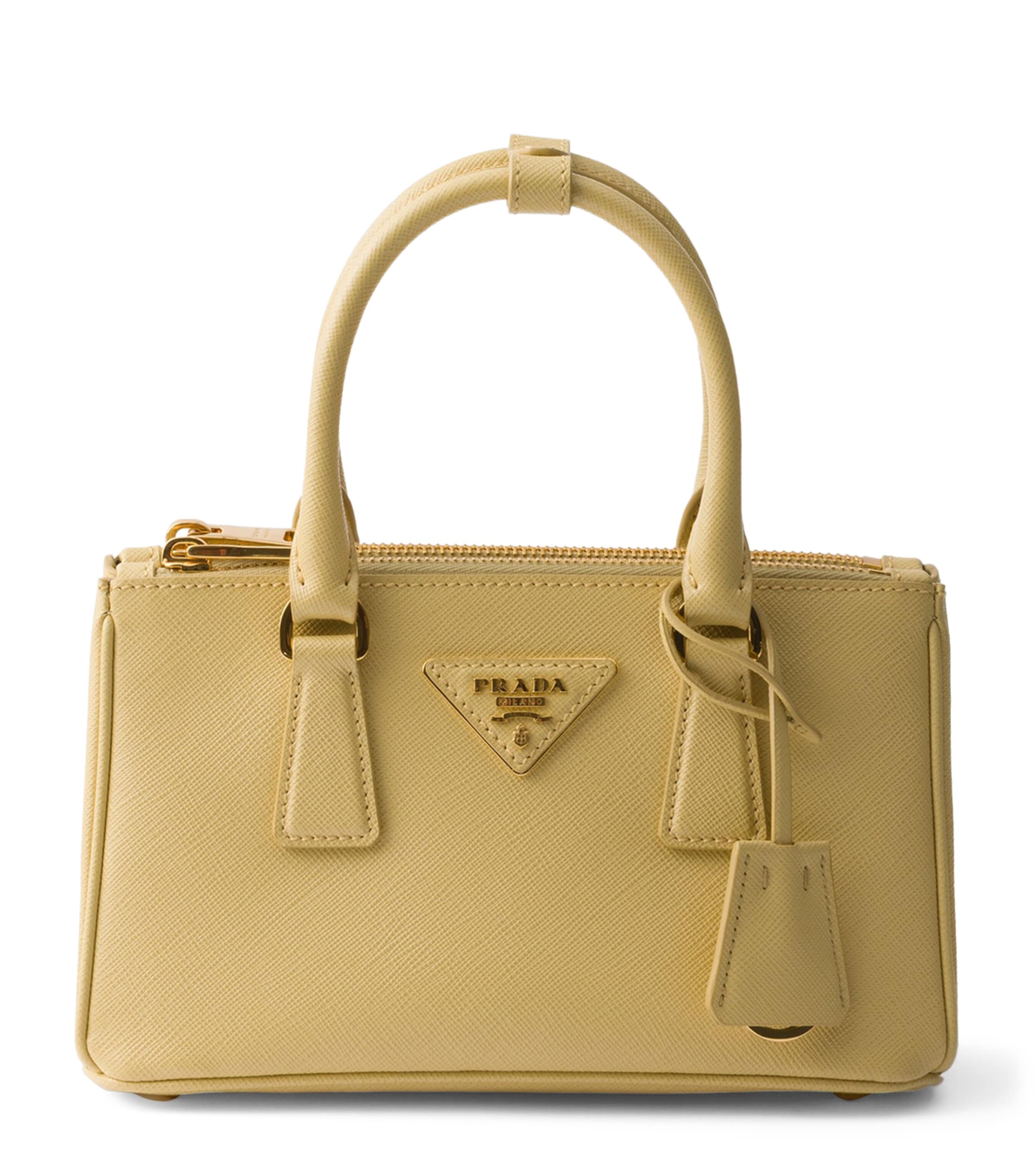 Prada Mini Saffiano Leather Galleria Shoulder Bag Yellow