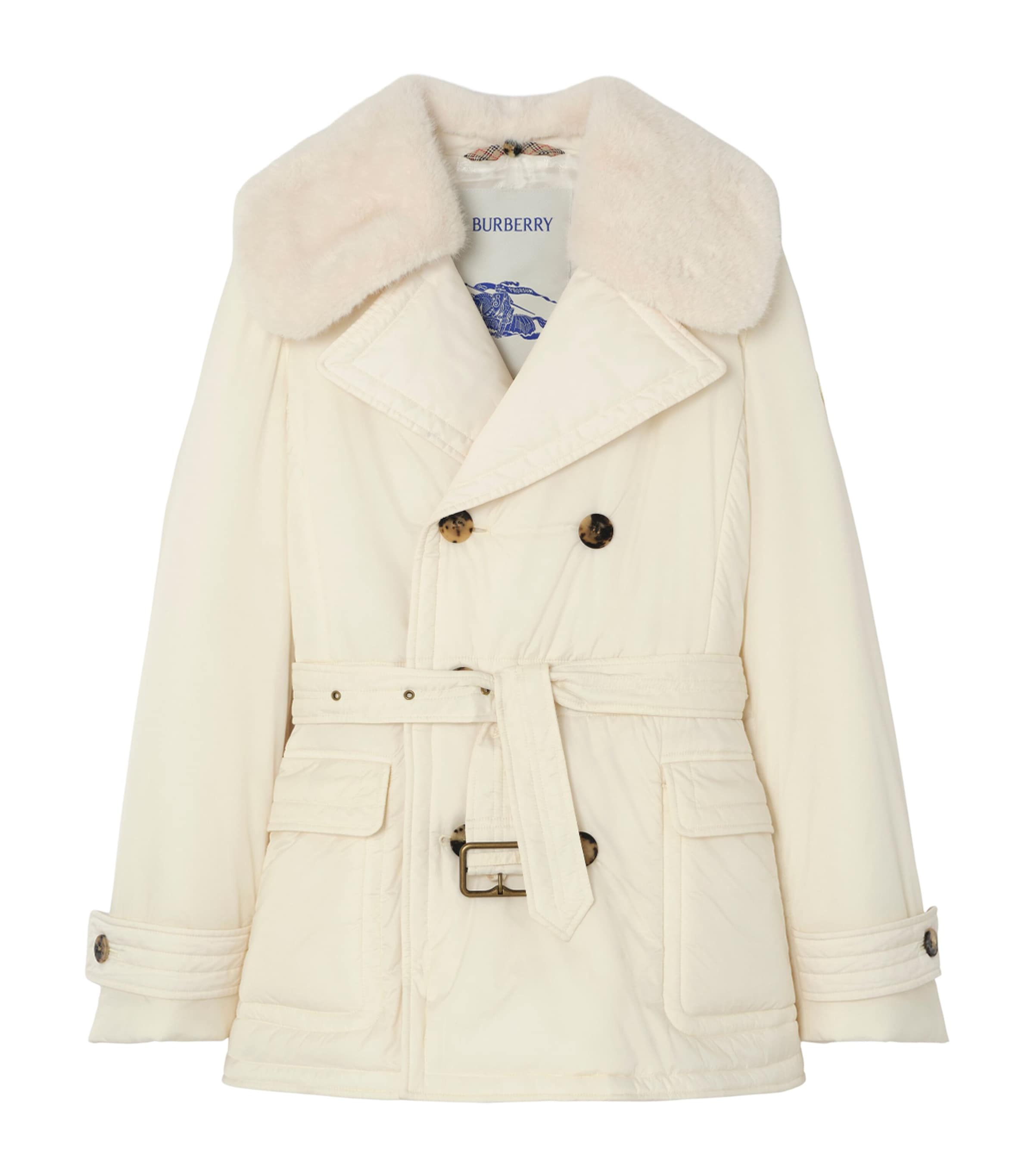 Burberry Womens Hertford Padded Trench Jacket Tundra White